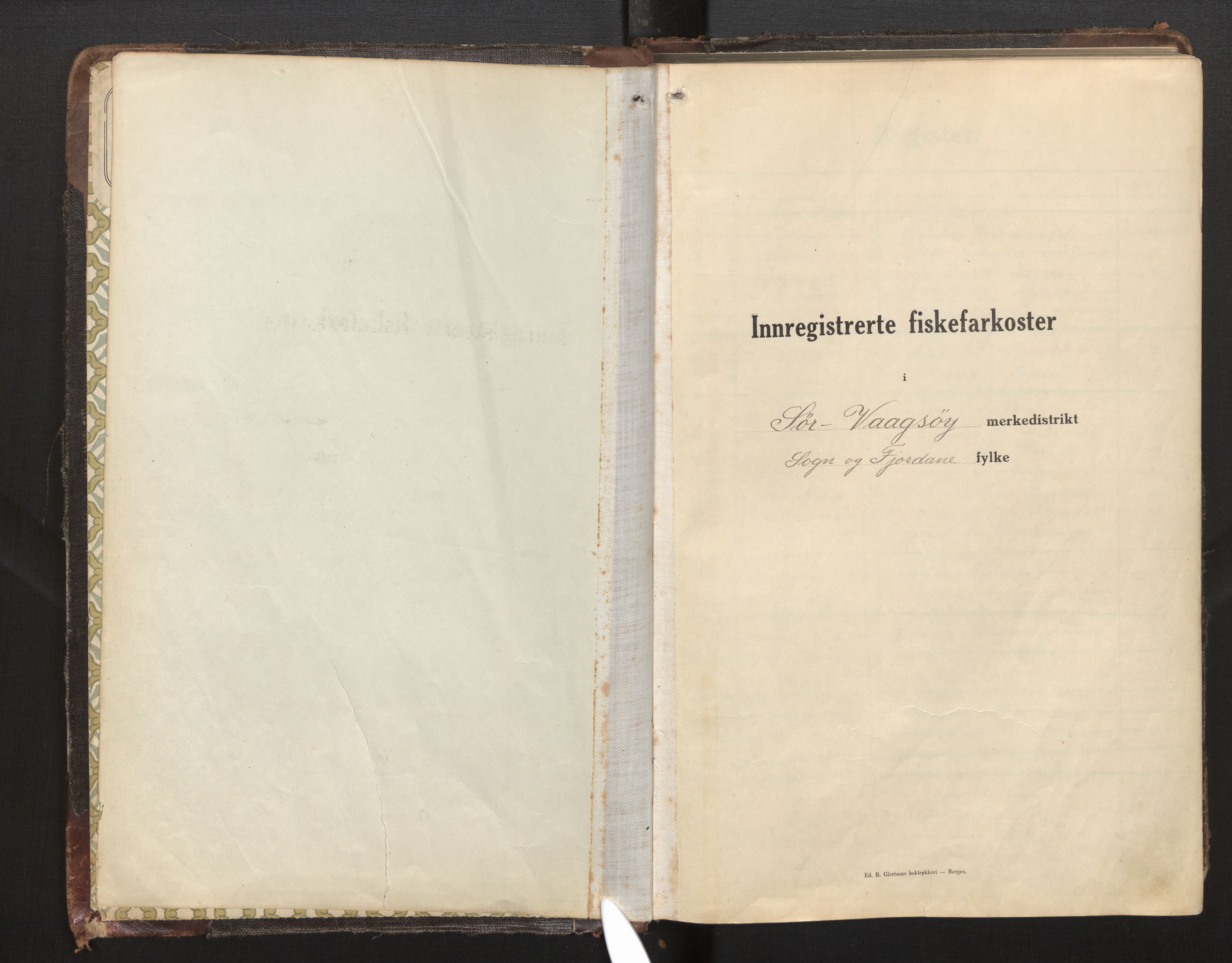 Fiskeridirektoratet - 1 Adm. ledelse - 13 Båtkontoret, AV/SAB-A-2003/I/Ia/Iag/L0068: 135.0733/1 Merkeprotokoll - Sør-Vågsøy, 1920-1940