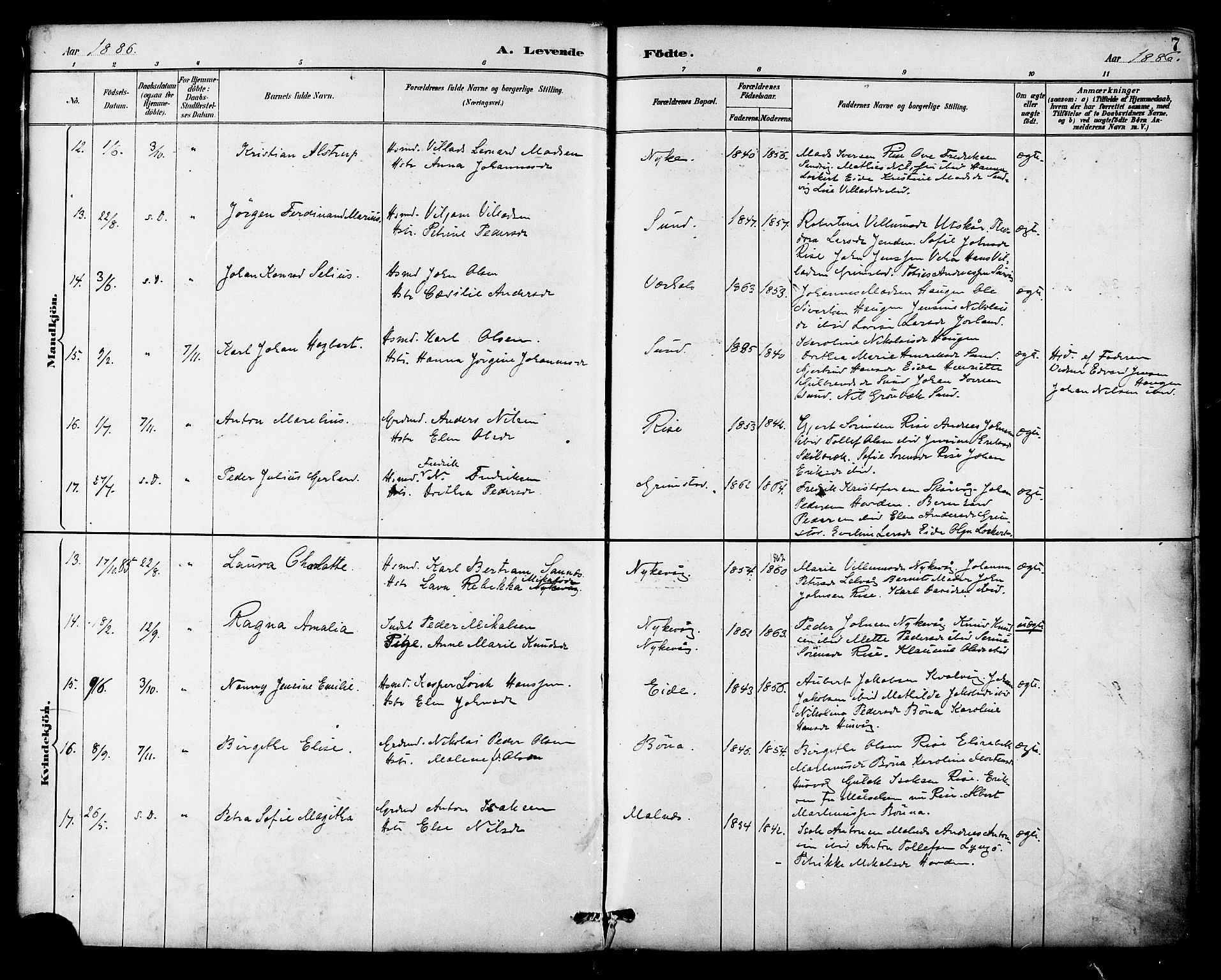 Ministerialprotokoller, klokkerbøker og fødselsregistre - Nordland, AV/SAT-A-1459/892/L1320: Parish register (official) no. 892A01, 1886-1901, p. 7