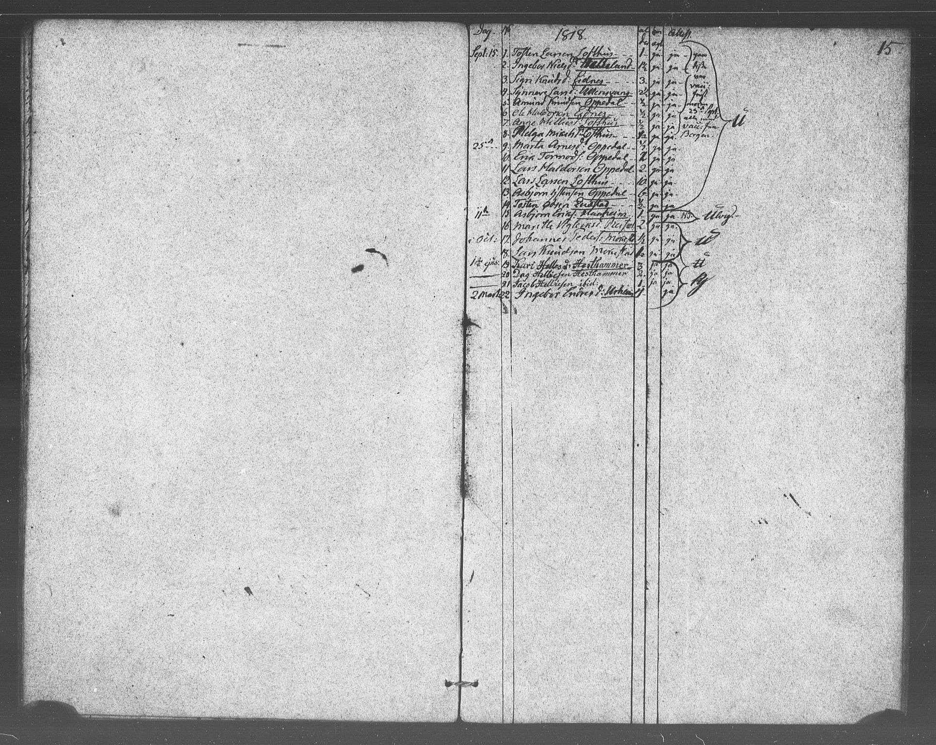 Ullensvang sokneprestembete, SAB/A-78701/H/Haa: Parish register (official) no. A 17, 1803-1839, p. 15