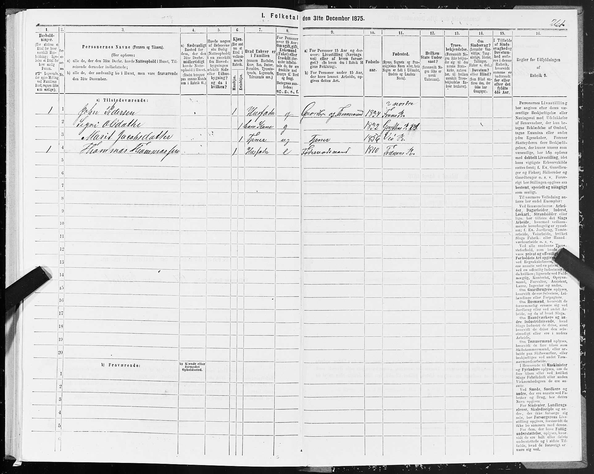 SAT, 1875 census for 1548P Fræna, 1875, p. 2261