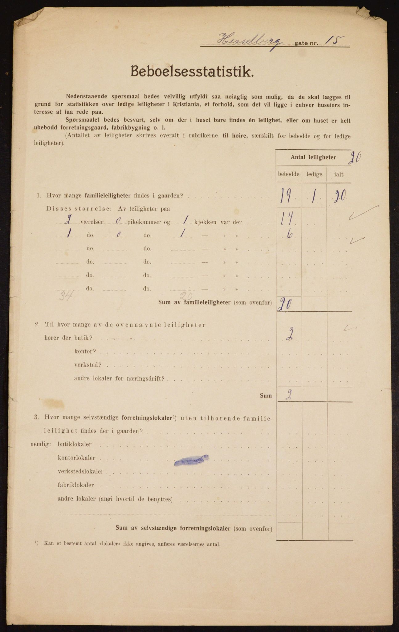 OBA, Municipal Census 1910 for Kristiania, 1910, p. 39400