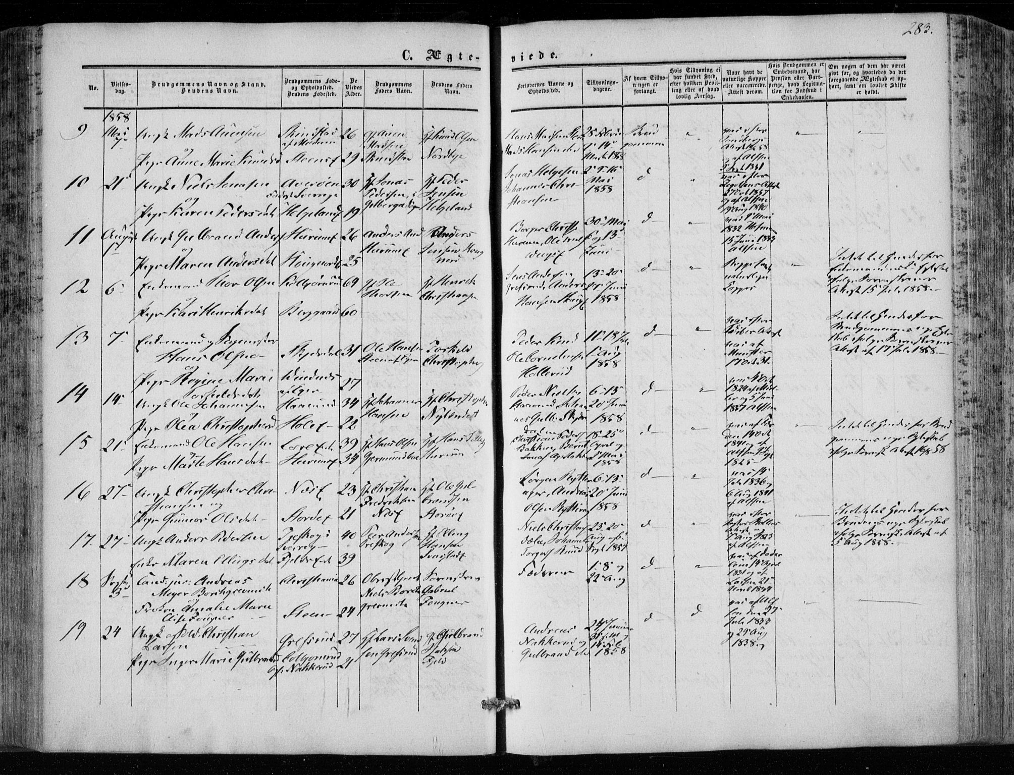 Hole kirkebøker, AV/SAKO-A-228/F/Fa/L0006: Parish register (official) no. I 6, 1852-1872, p. 283