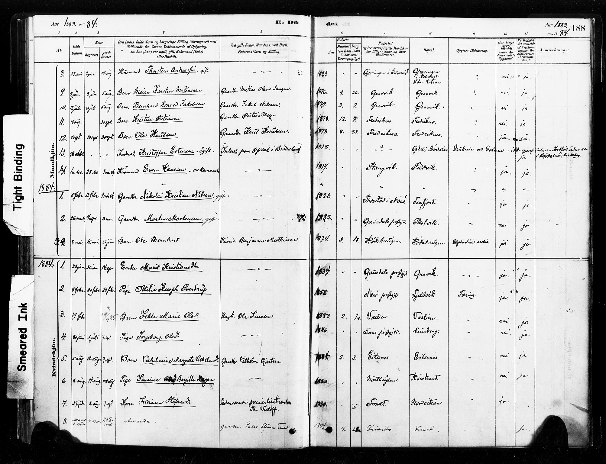 Ministerialprotokoller, klokkerbøker og fødselsregistre - Nord-Trøndelag, SAT/A-1458/789/L0705: Parish register (official) no. 789A01, 1878-1910, p. 188