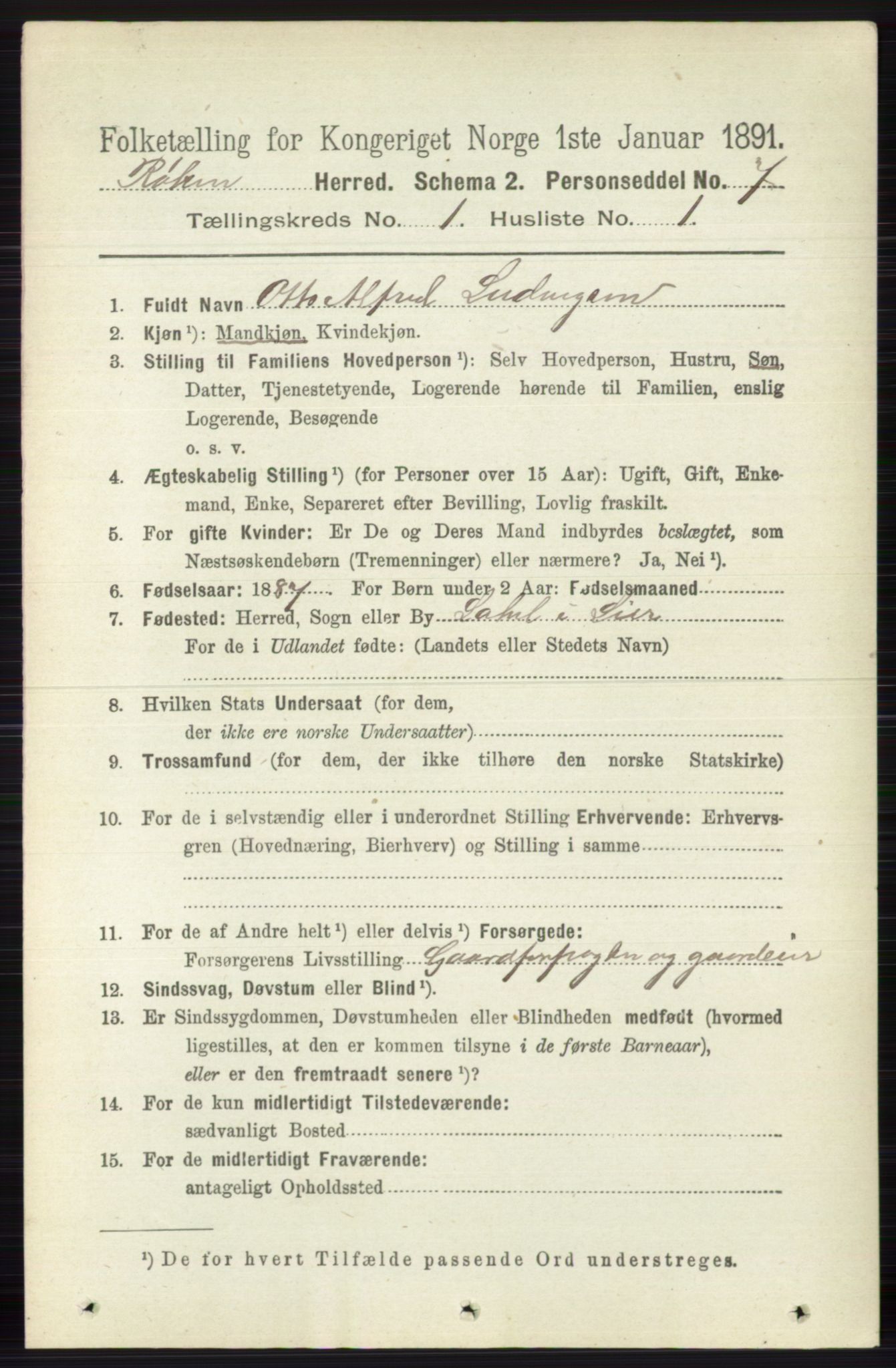 RA, 1891 census for 0627 Røyken, 1891, p. 89