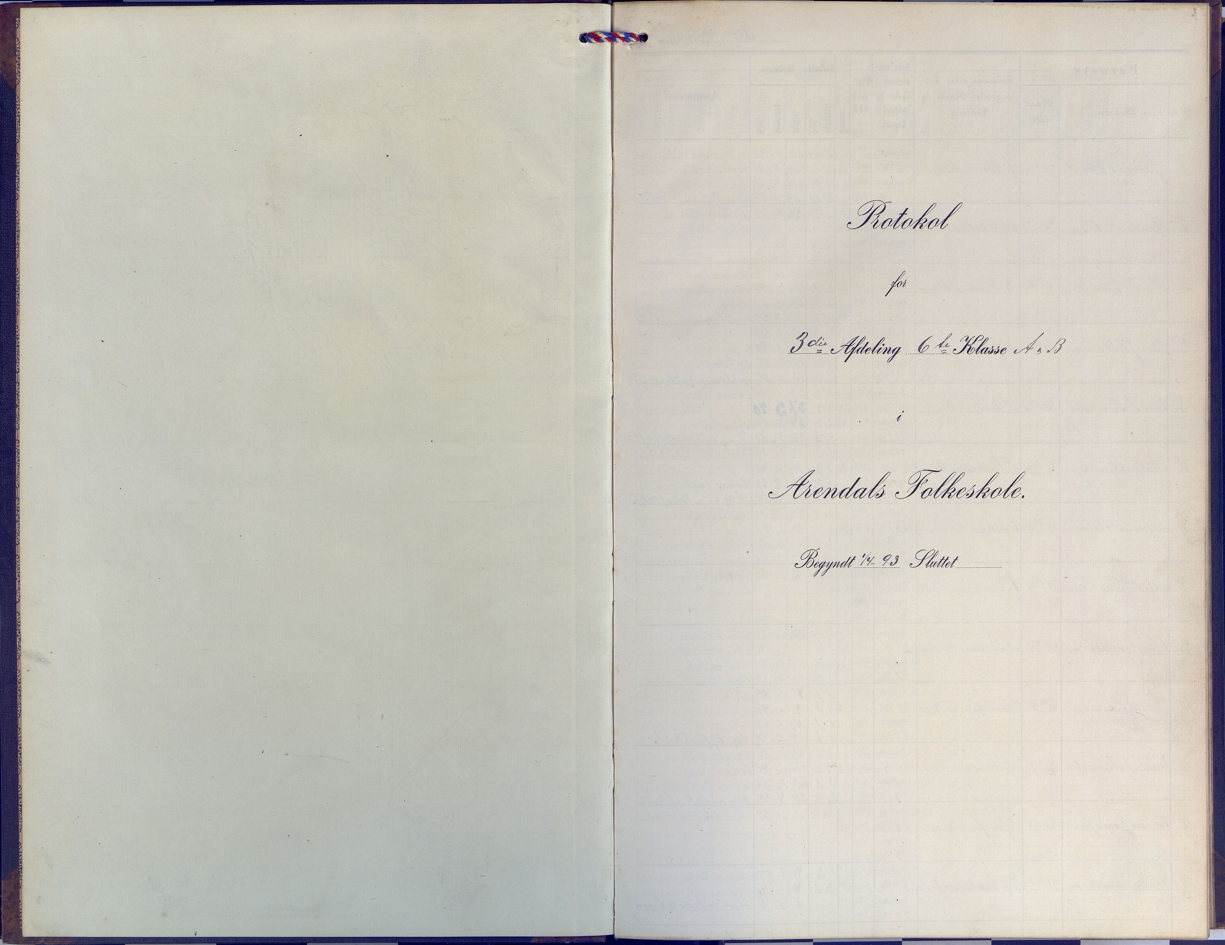 Arendal kommune, Katalog I, AAKS/KA0906-PK-I/07/L0049: Protokoll for 6. klasse, 1893-1897