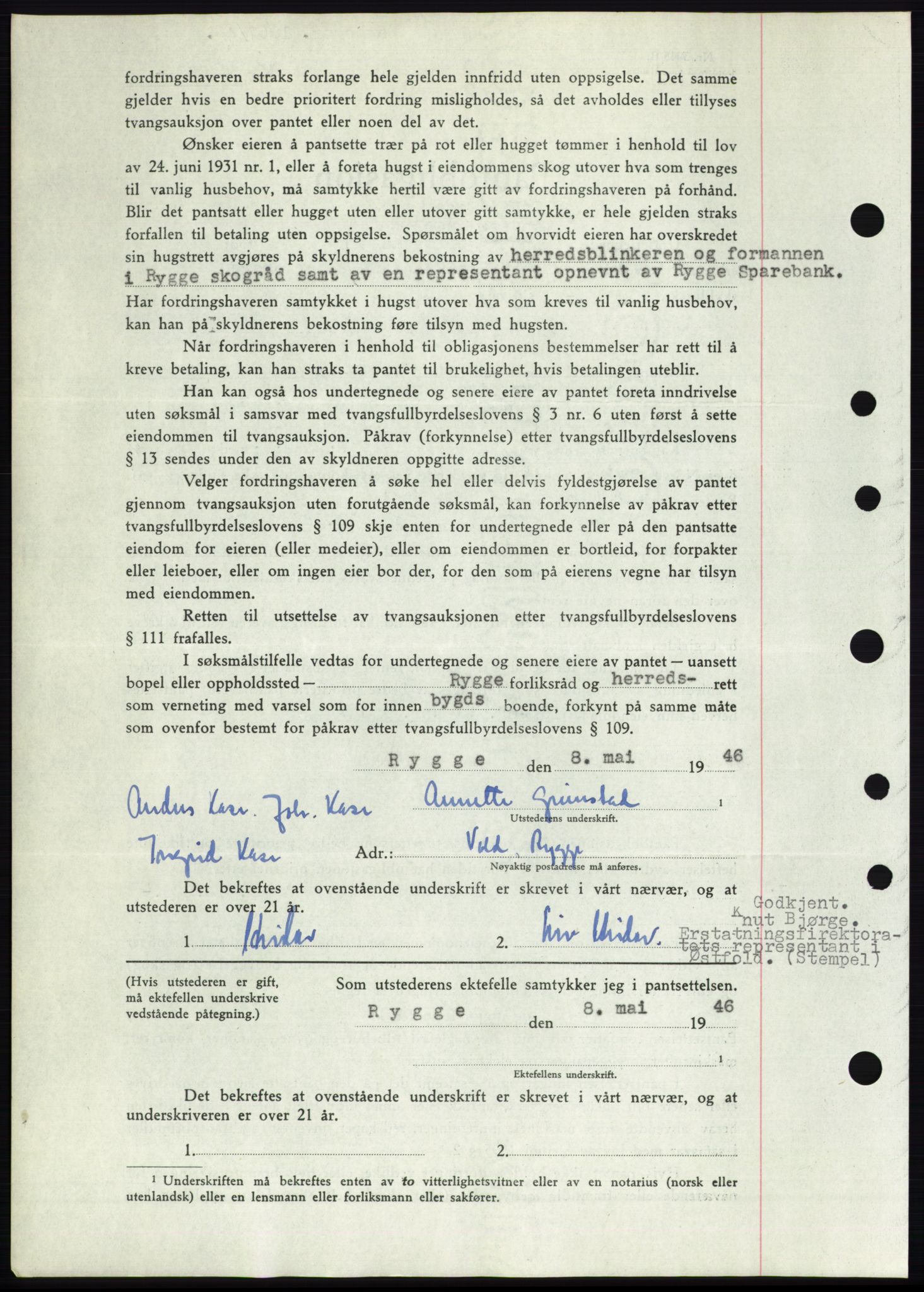 Moss sorenskriveri, SAO/A-10168: Mortgage book no. B15, 1946-1946, Diary no: : 1867/1946