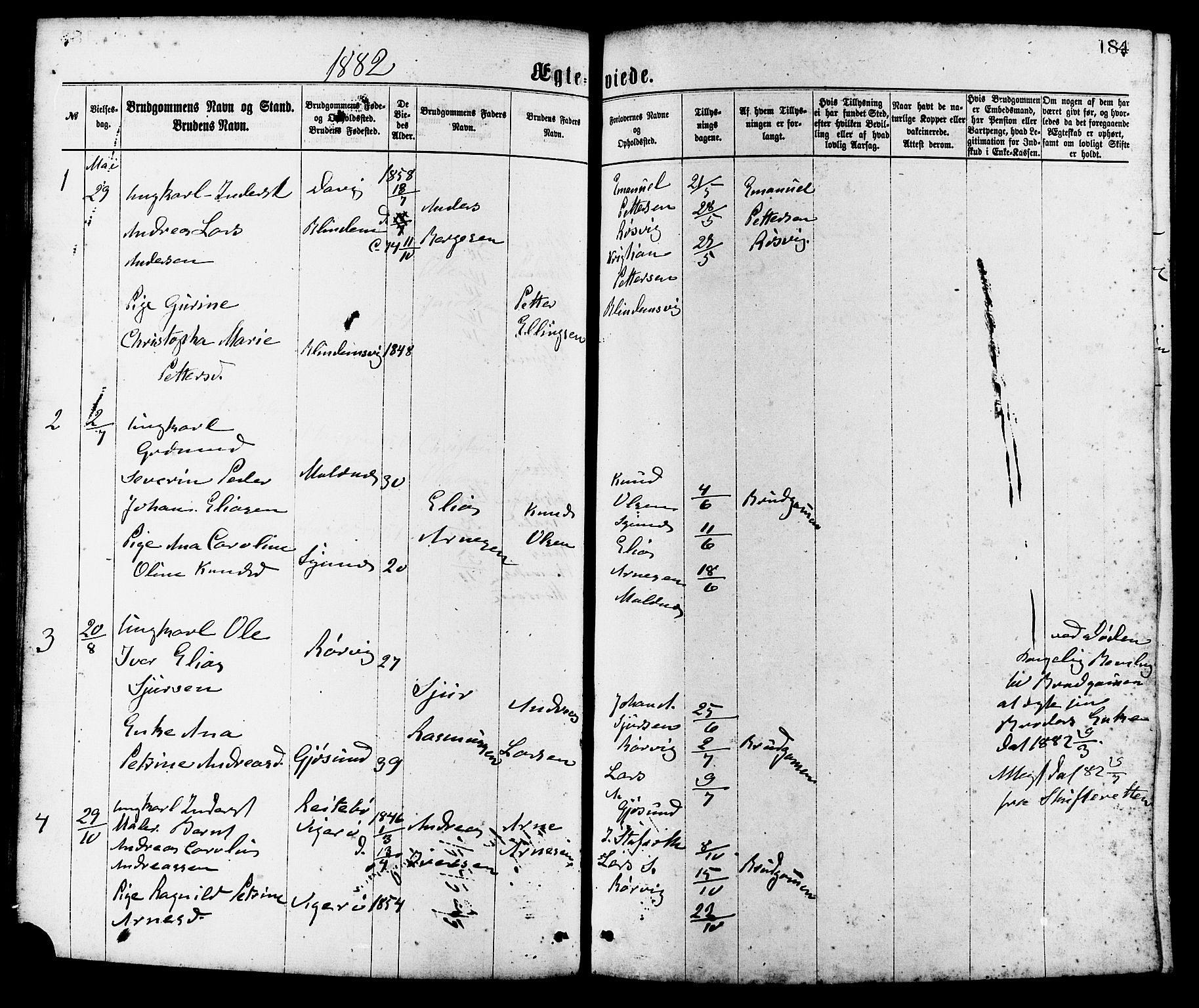 Ministerialprotokoller, klokkerbøker og fødselsregistre - Møre og Romsdal, SAT/A-1454/537/L0519: Parish register (official) no. 537A03, 1876-1889, p. 184