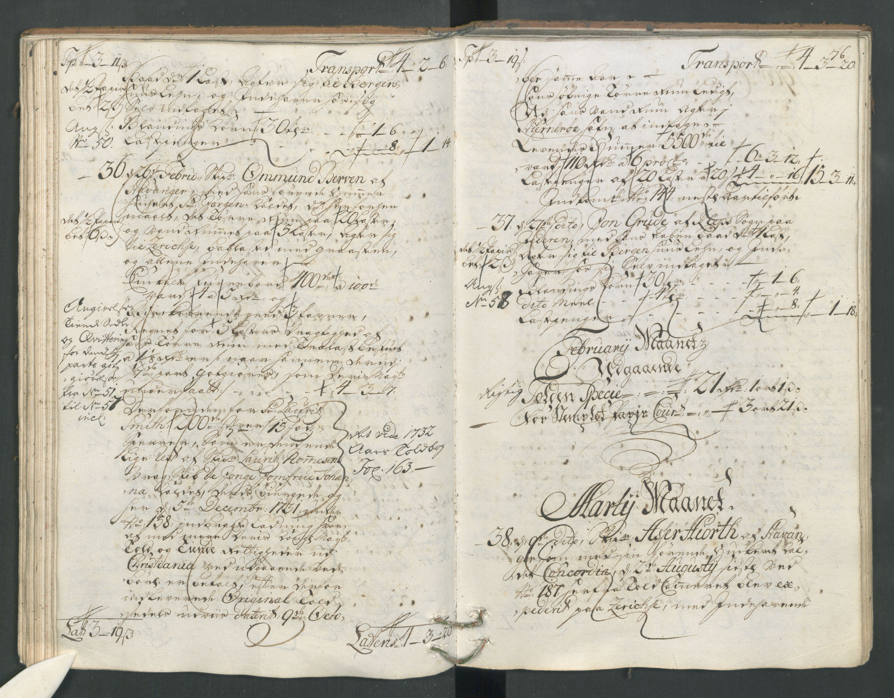 Generaltollkammeret, tollregnskaper, AV/RA-EA-5490/R22/L0012/0001: Tollregnskaper Stavanger / Hovedtollbok, 1733, p. 75b-76a