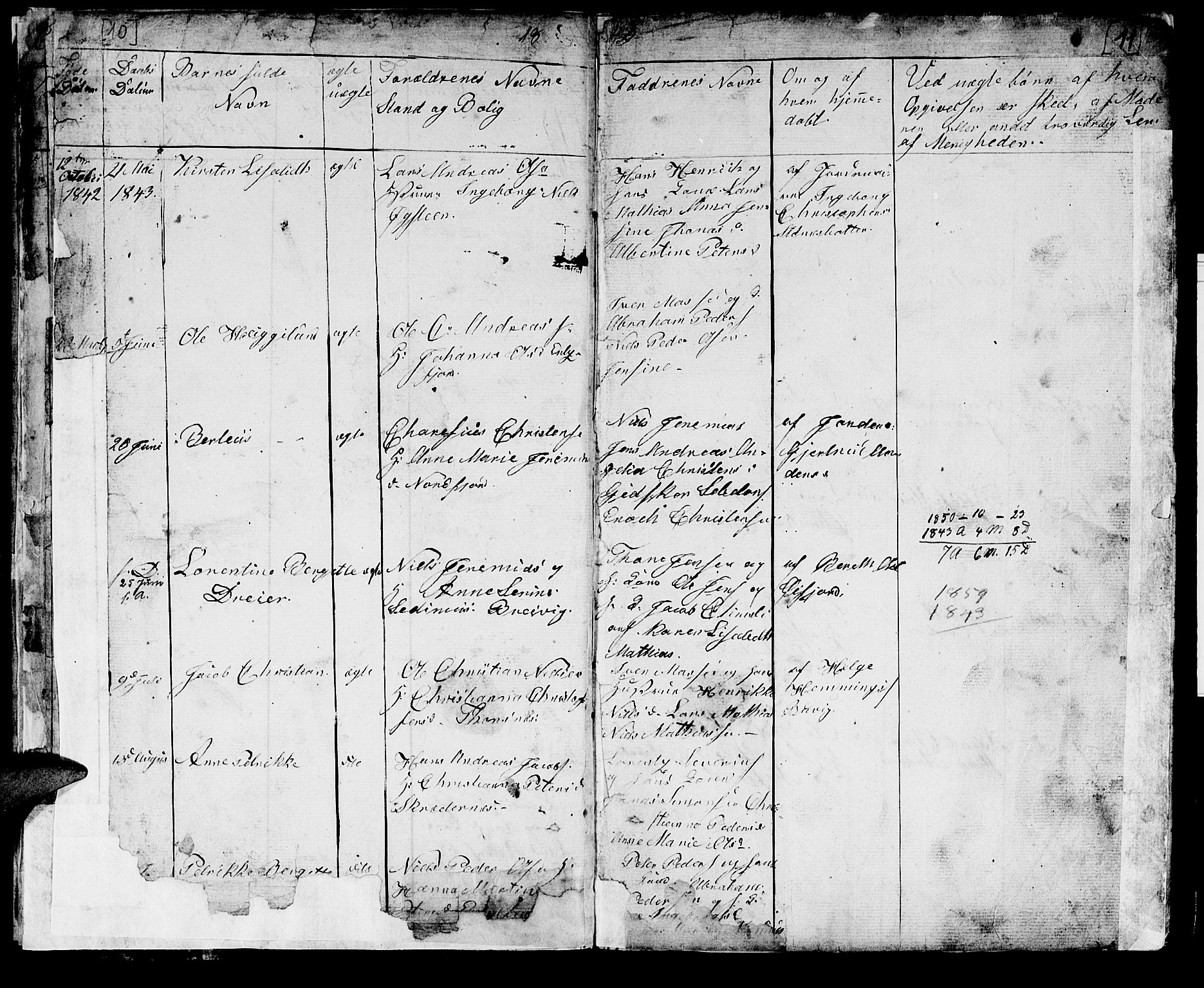 Lenvik sokneprestembete, AV/SATØ-S-1310/H/Ha/Hab/L0018klokker: Parish register (copy) no. 18, 1838-1854, p. 10-11