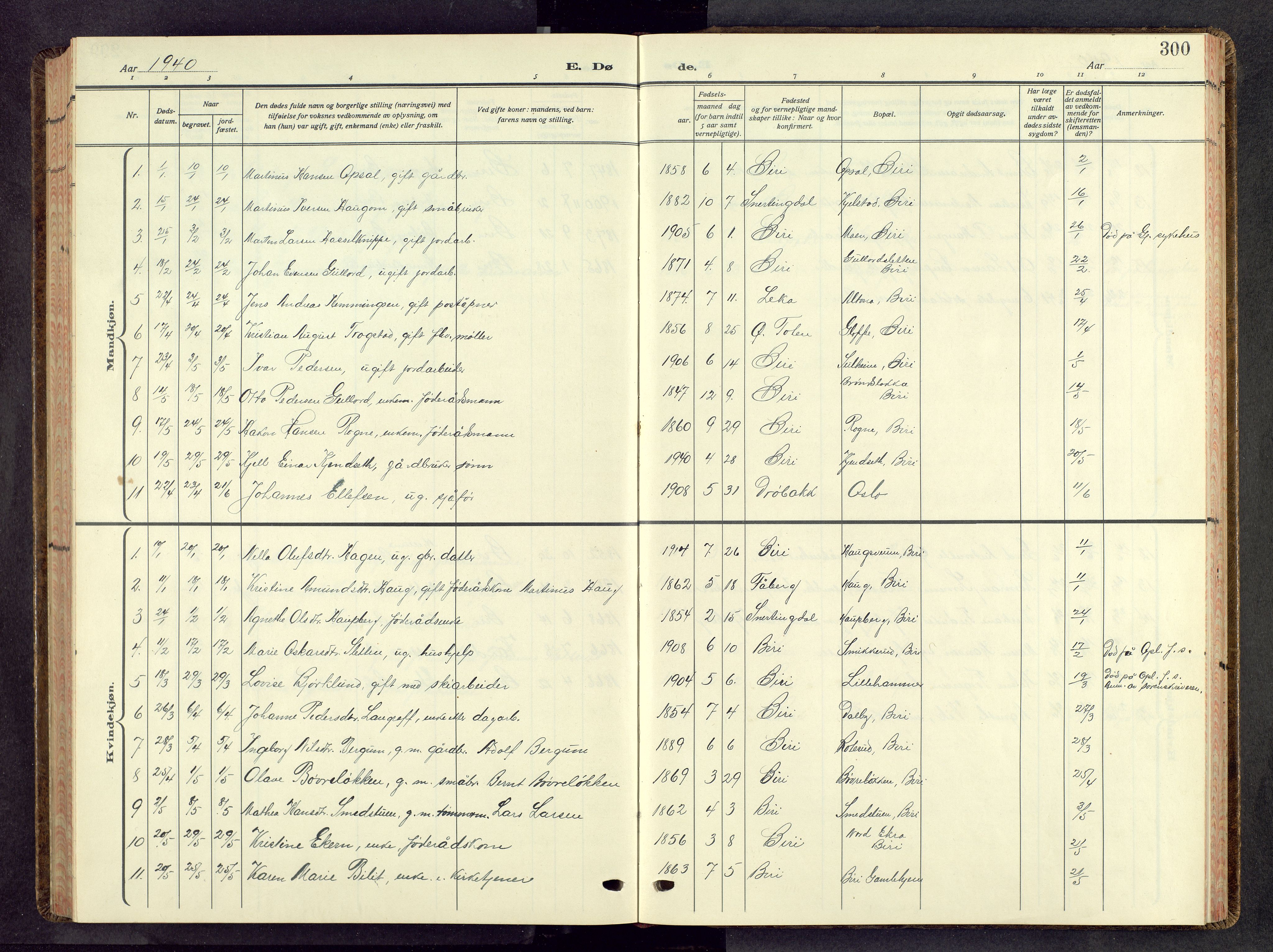 Biri prestekontor, AV/SAH-PREST-096/H/Ha/Hab/L0008: Parish register (copy) no. 8, 1939-1962, p. 300