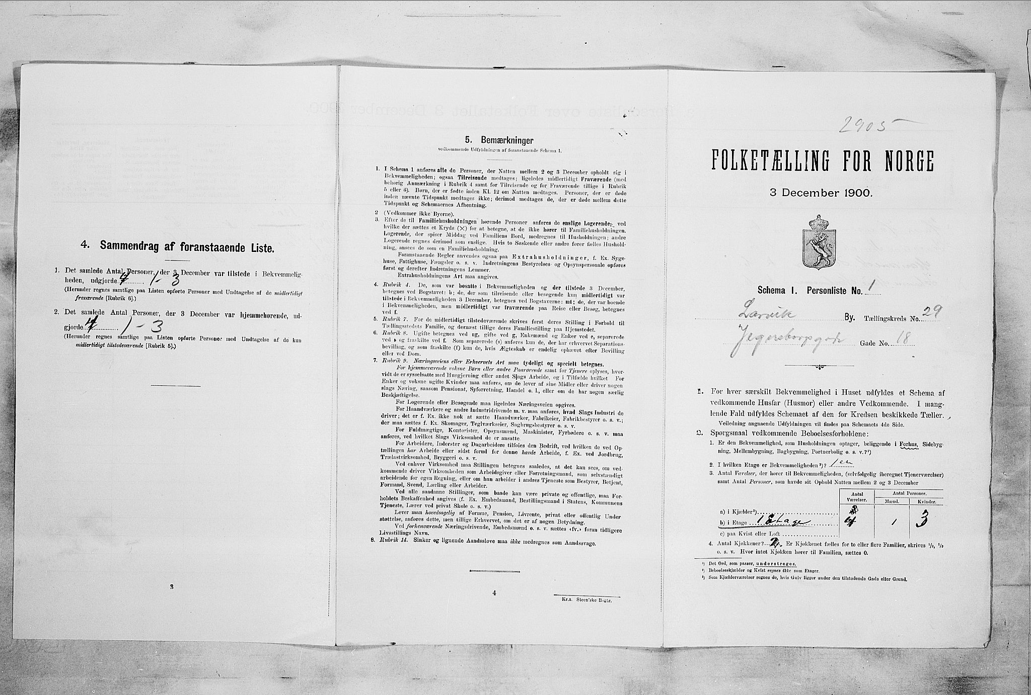 RA, 1900 census for Larvik, 1900, p. 3174