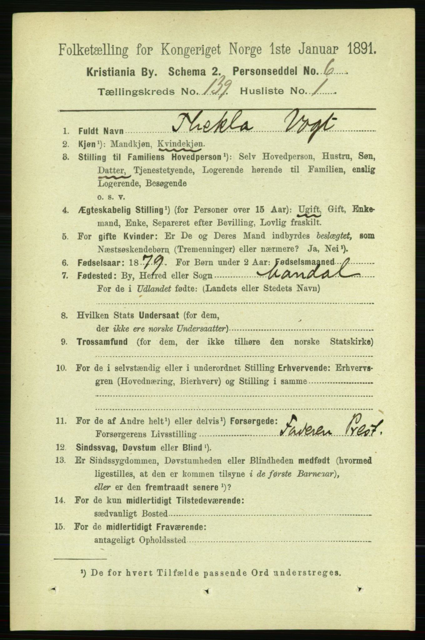 RA, 1891 census for 0301 Kristiania, 1891, p. 77021