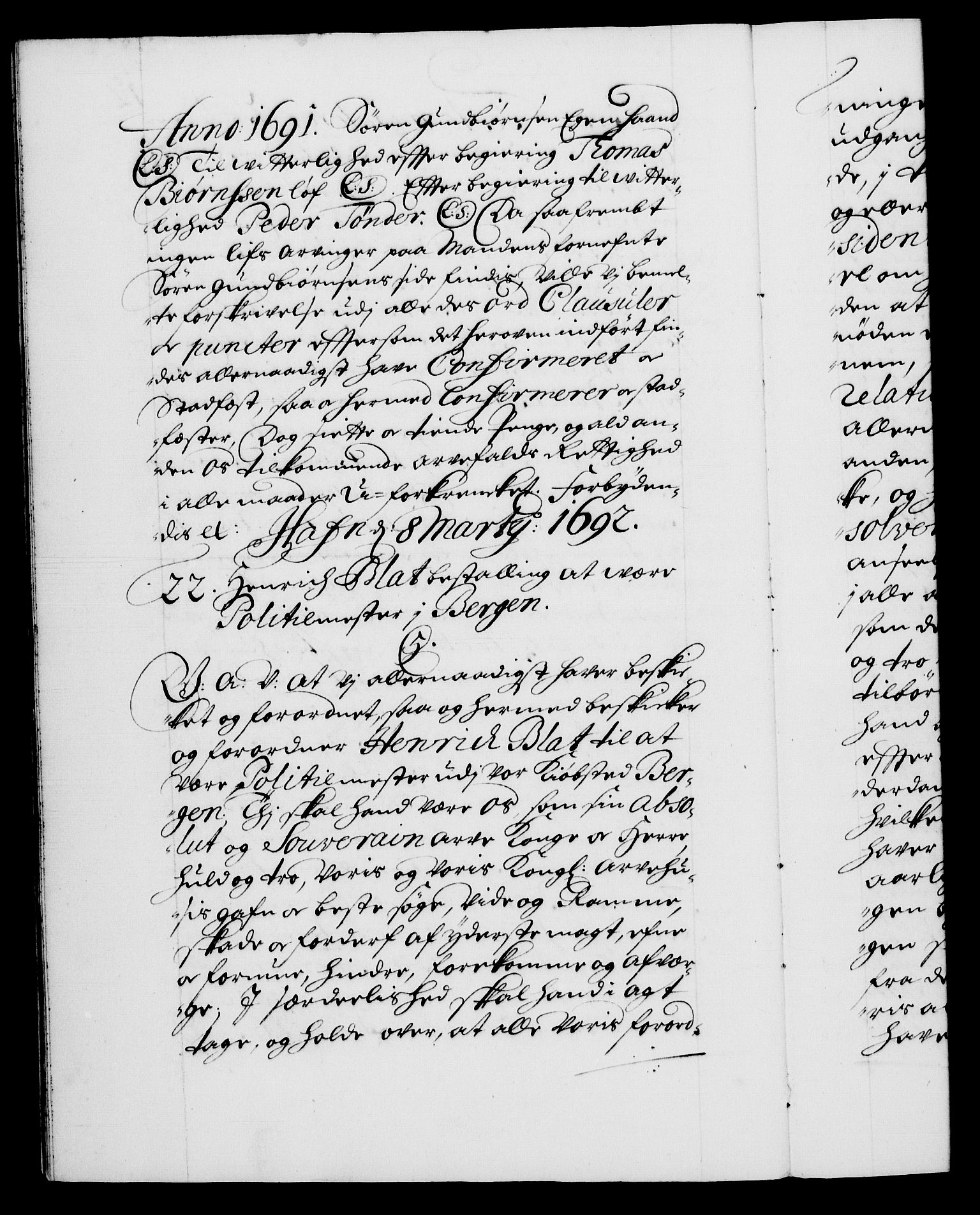 Danske Kanselli 1572-1799, AV/RA-EA-3023/F/Fc/Fca/Fcaa/L0016: Norske registre (mikrofilm), 1692-1697, p. 12b