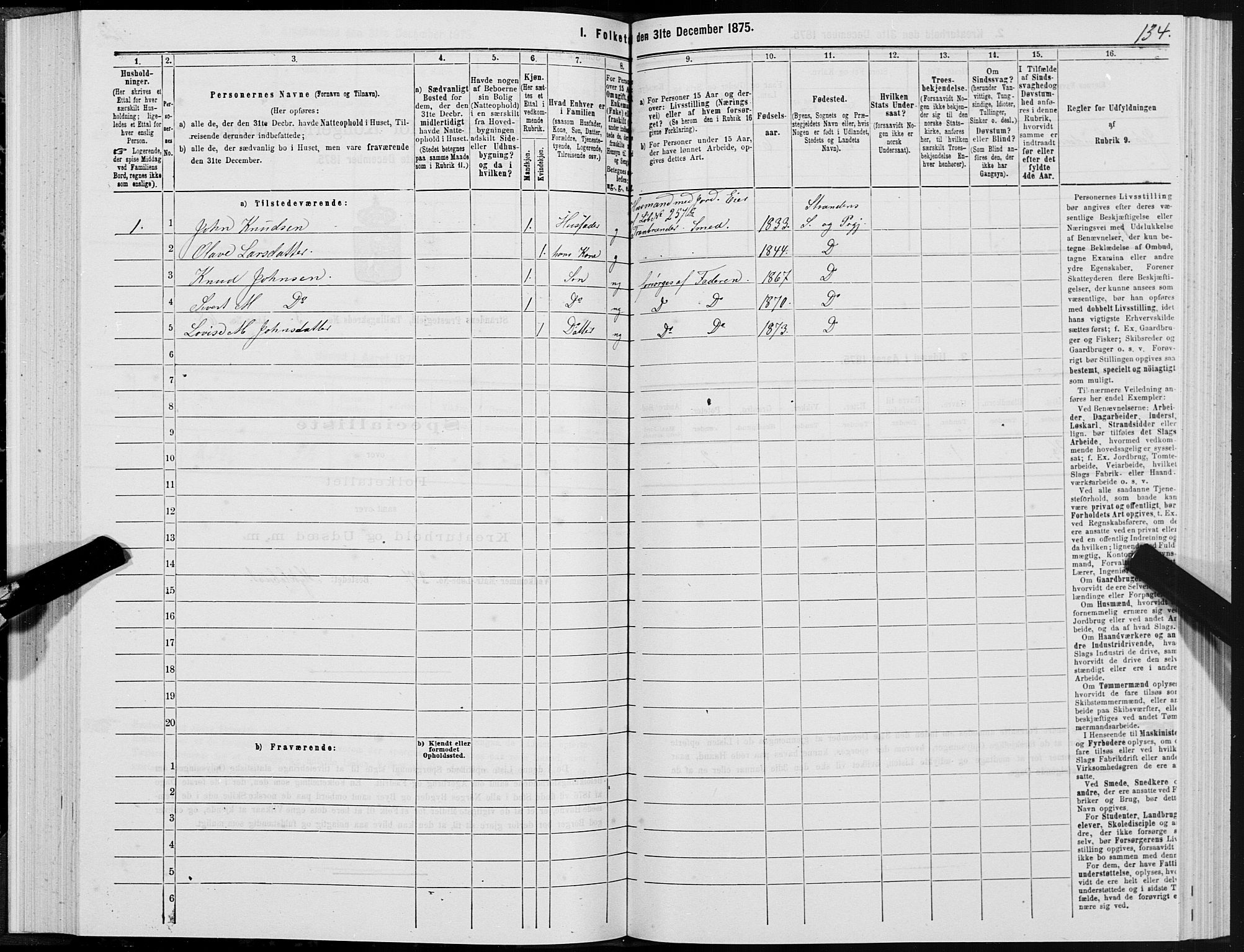 SAT, 1875 census for 1525P Stranda, 1875, p. 2134