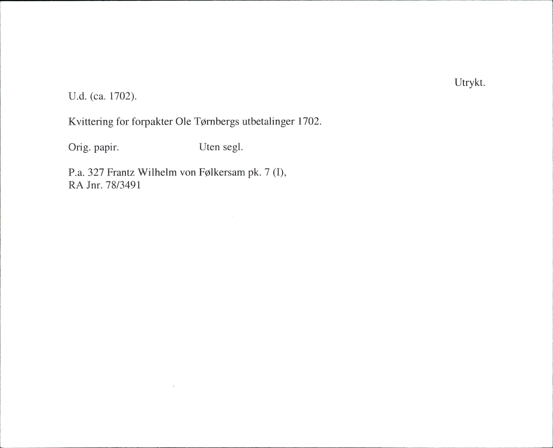 Riksarkivets diplomsamling, AV/RA-EA-5965/F35/F35i/L0001: DRA 1978 Følkersam, p. 377