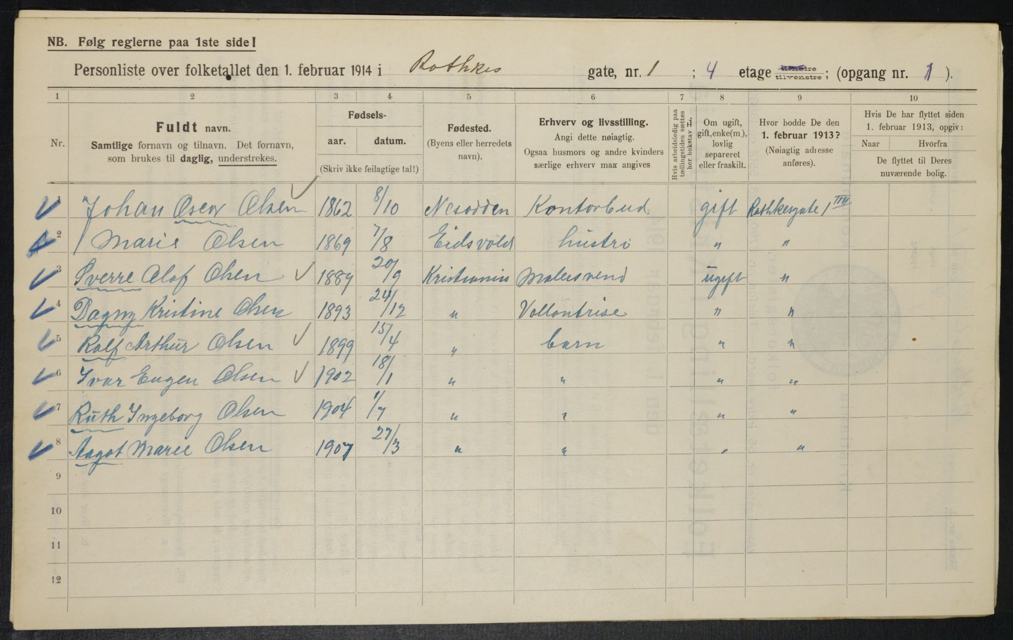 OBA, Municipal Census 1914 for Kristiania, 1914, p. 81842