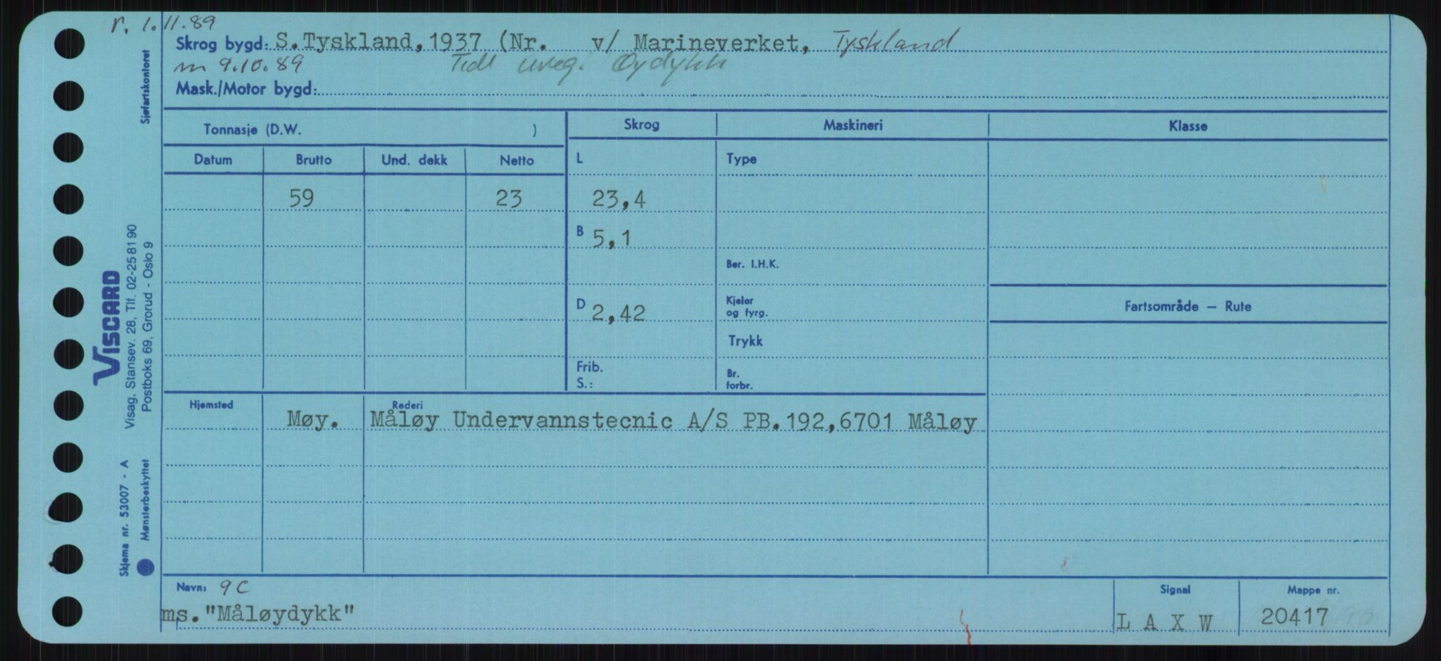 Sjøfartsdirektoratet med forløpere, Skipsmålingen, RA/S-1627/H/Ha/L0004/0001: Fartøy, Mas-R / Fartøy, Mas-Odd, p. 363