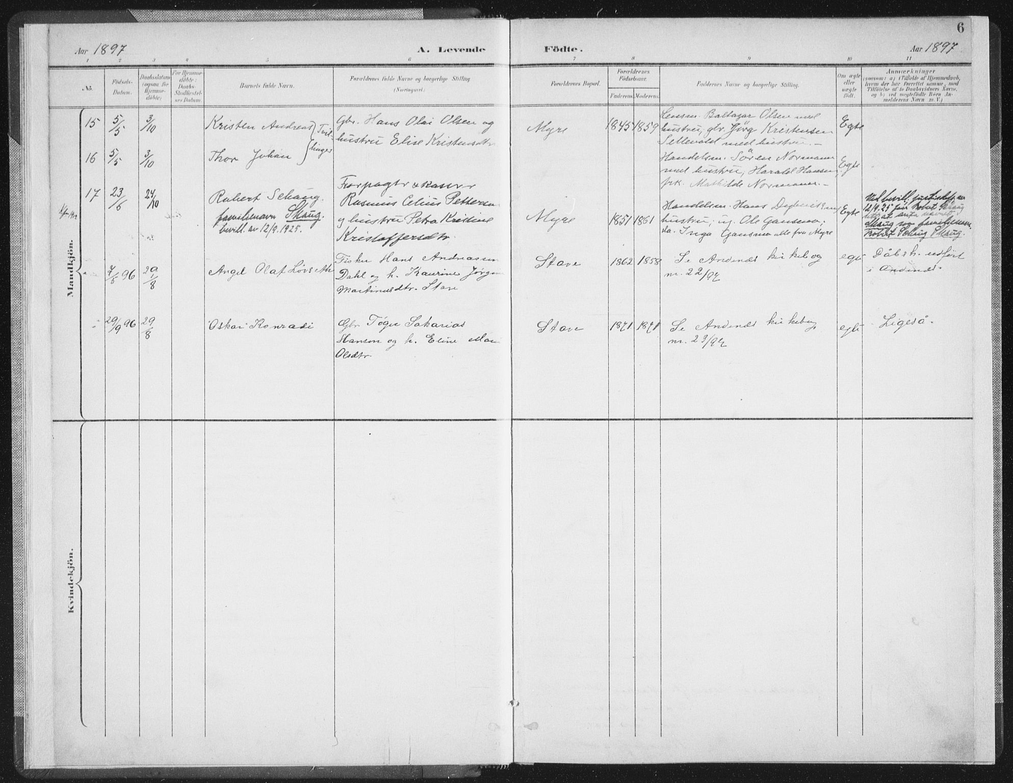 Ministerialprotokoller, klokkerbøker og fødselsregistre - Nordland, SAT/A-1459/897/L1400: Parish register (official) no. 897A07, 1897-1908, p. 6