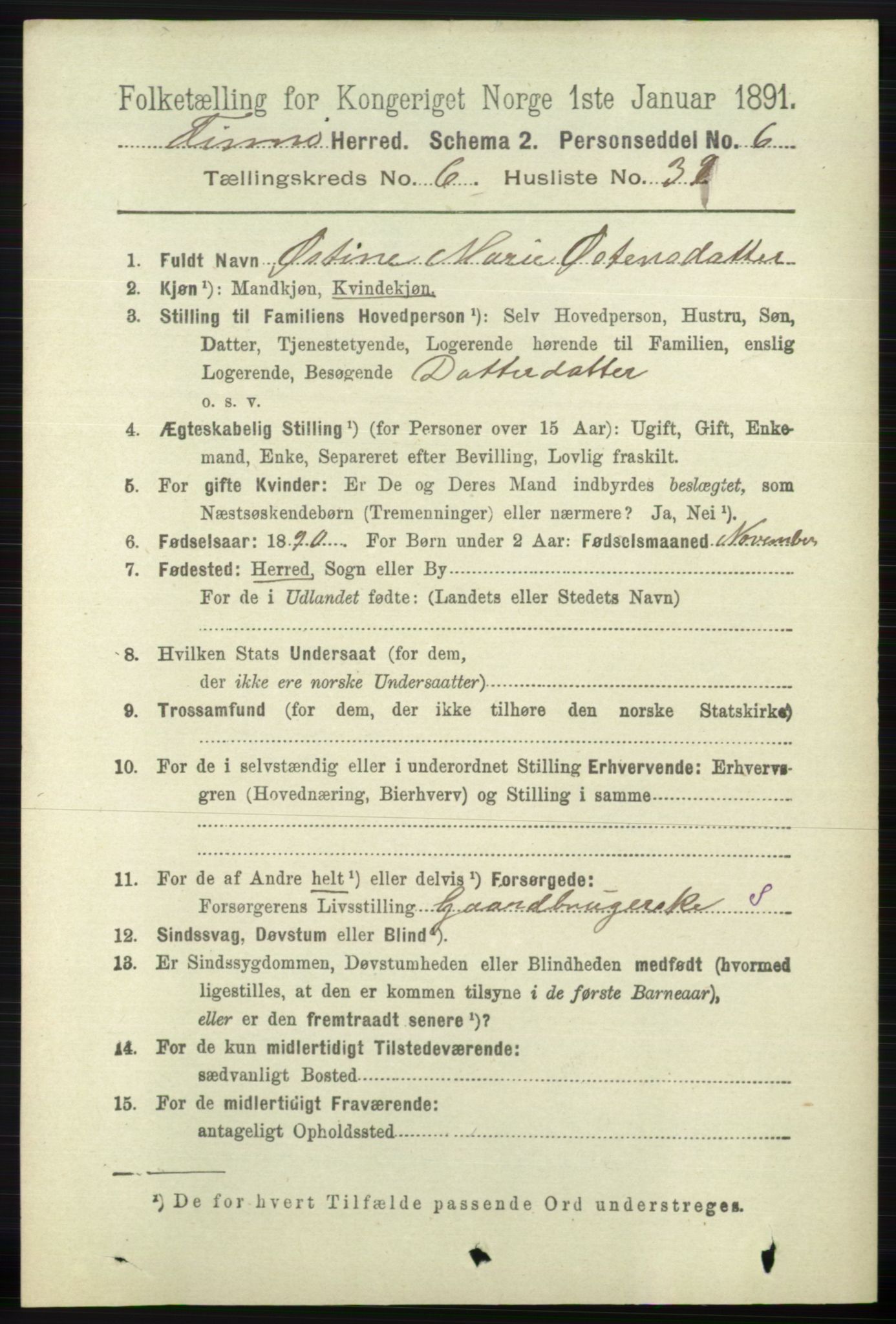 RA, 1891 census for 1141 Finnøy, 1891, p. 1481