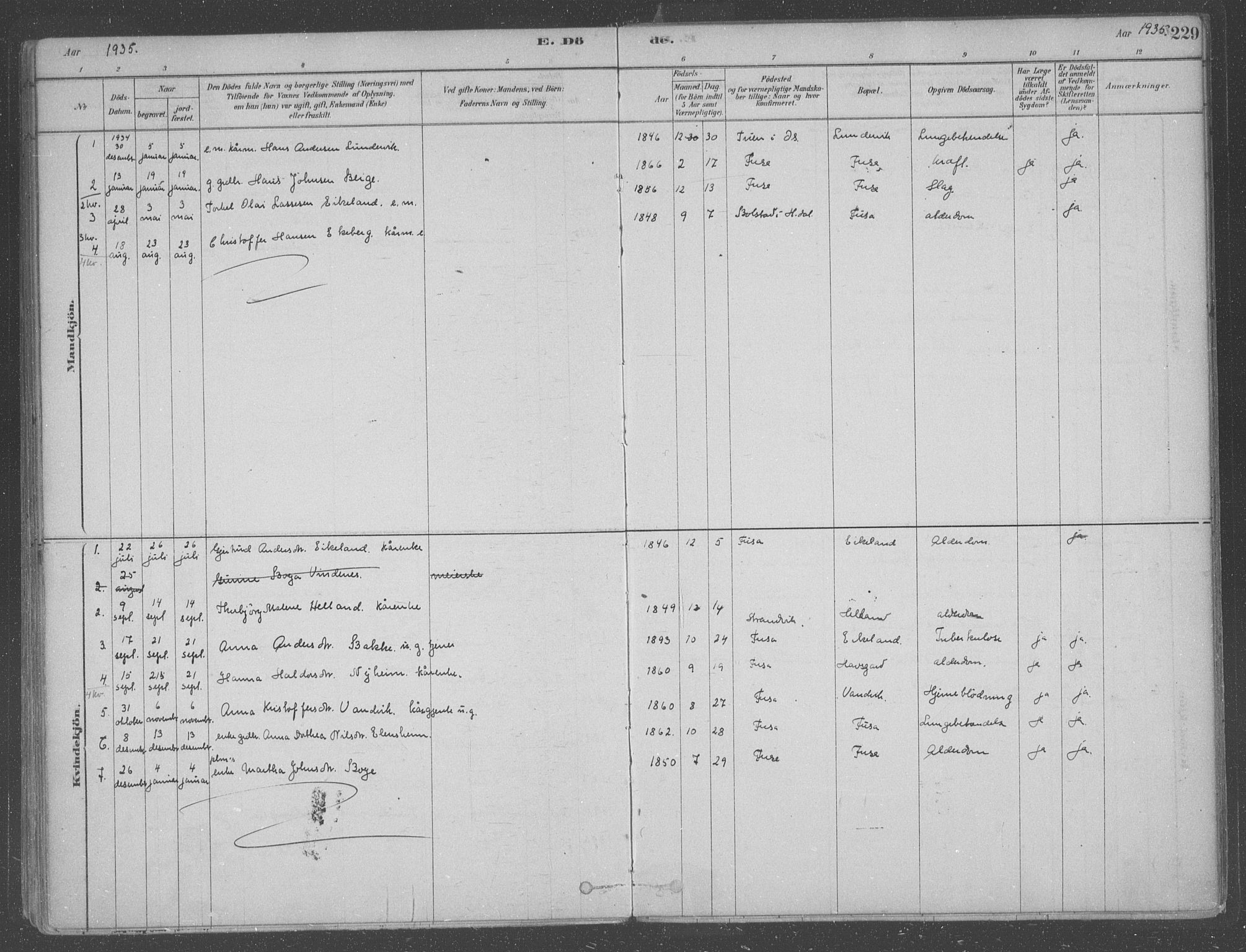 Fusa sokneprestembete, AV/SAB-A-75401/H/Haa: Parish register (official) no. B 1, 1880-1938, p. 229