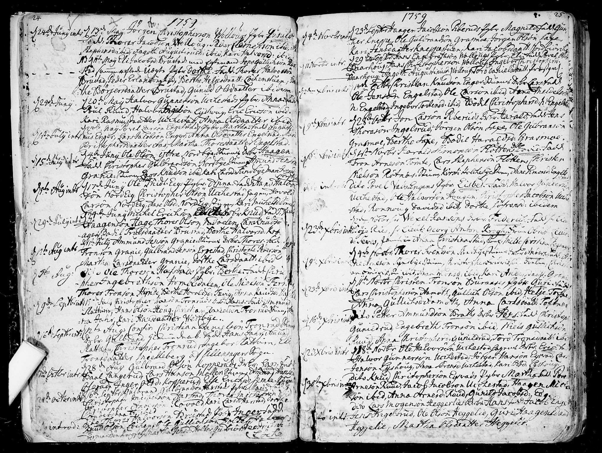 Nannestad prestekontor Kirkebøker, SAO/A-10414a/F/Fa/L0007: Parish register (official) no. I 7, 1754-1791, p. 24-25