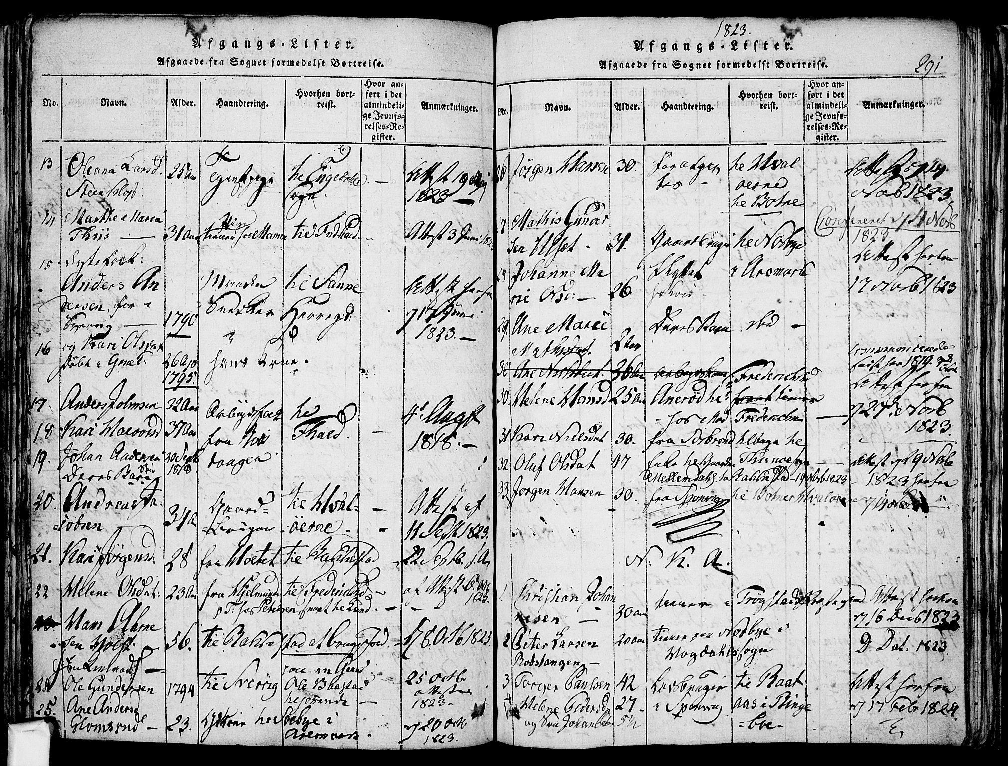 Berg prestekontor Kirkebøker, AV/SAO-A-10902/F/Fa/L0002: Parish register (official) no. I 2, 1815-1831, p. 291