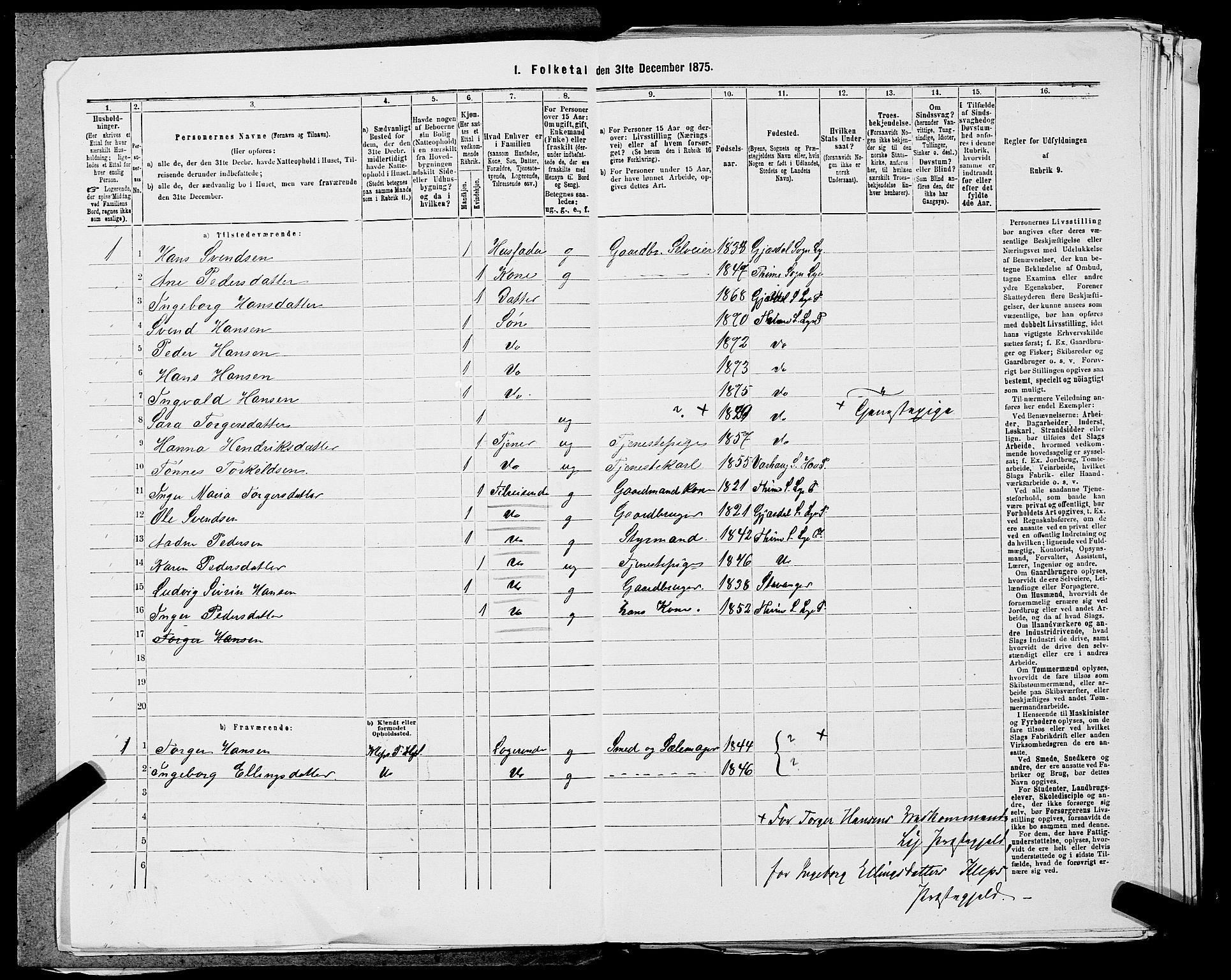 SAST, 1875 census for 1121P Lye, 1875, p. 617