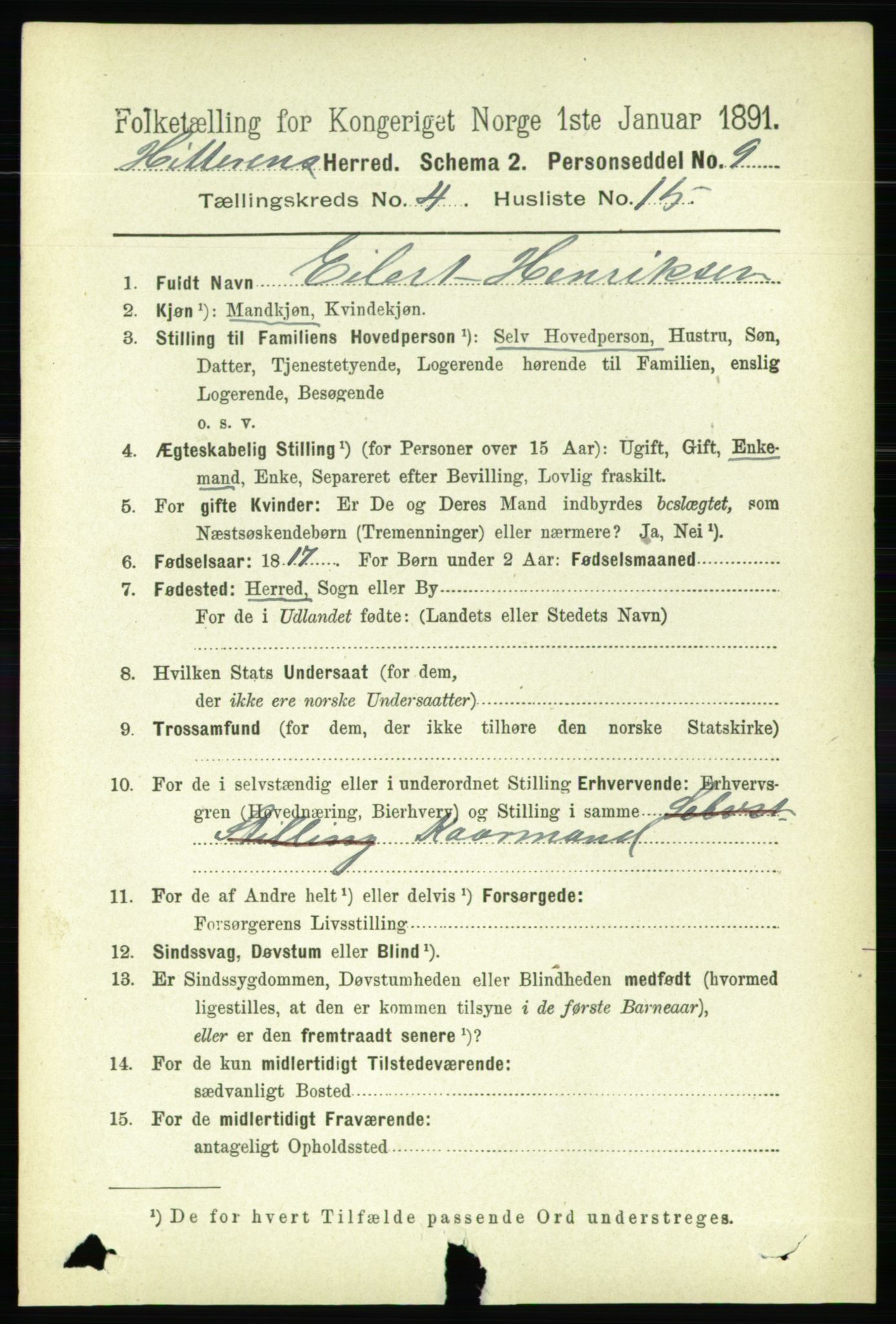 RA, 1891 census for 1617 Hitra, 1891, p. 857