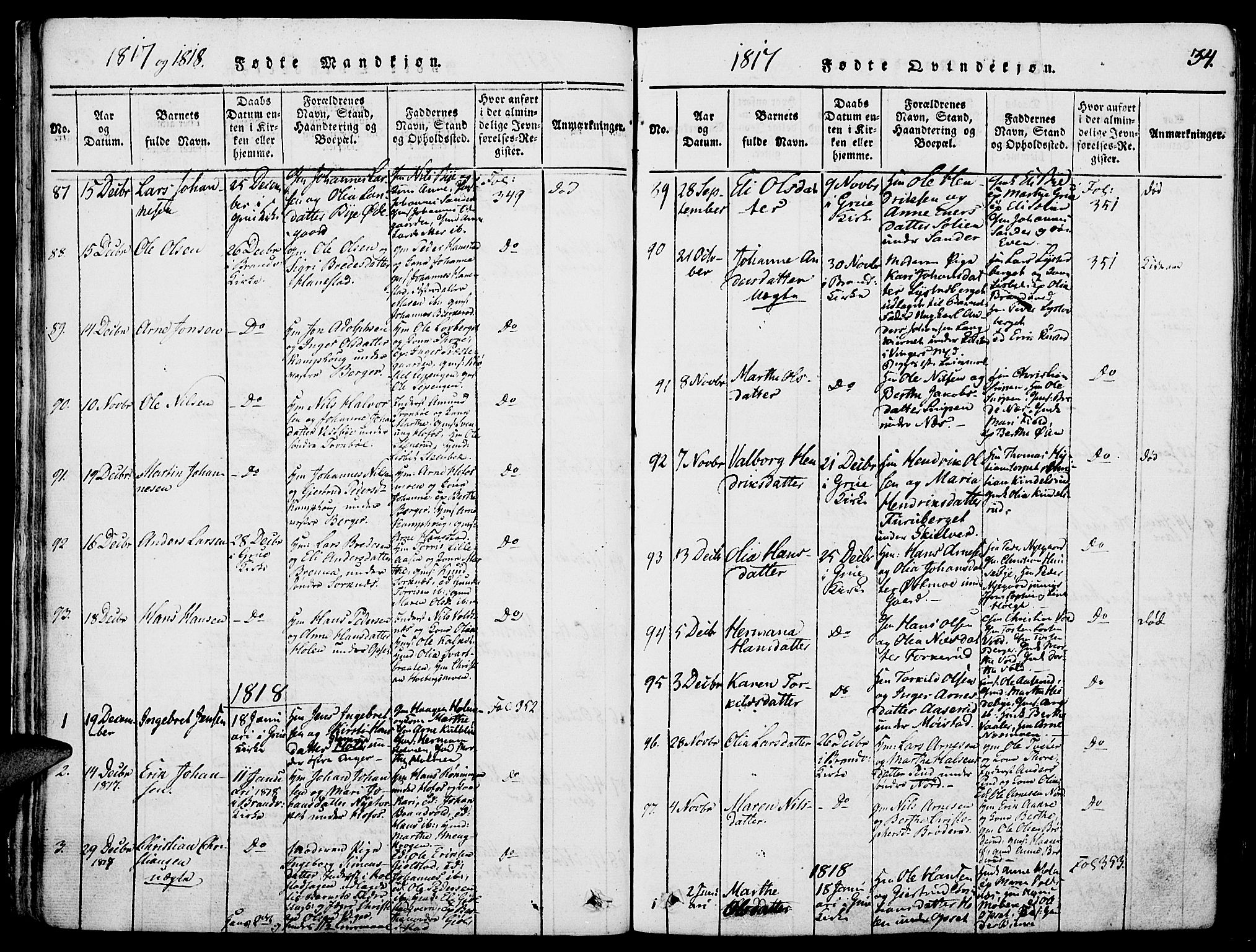 Grue prestekontor, AV/SAH-PREST-036/H/Ha/Haa/L0006: Parish register (official) no. 6, 1814-1830, p. 34