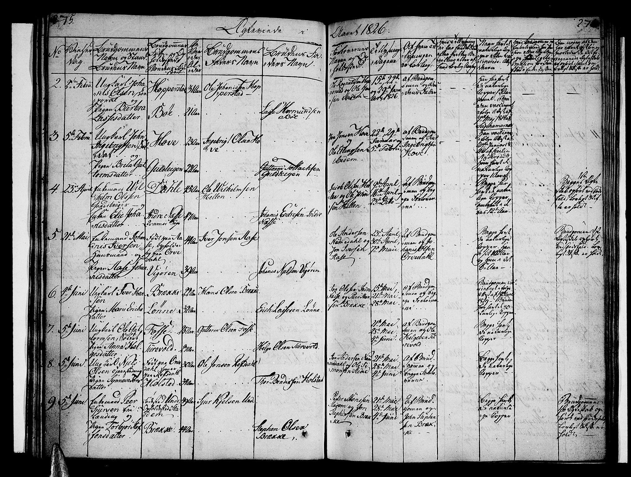 Vik sokneprestembete, AV/SAB-A-81501/H/Haa/Haaa/L0006: Parish register (official) no. A 6, 1821-1831, p. 275-276