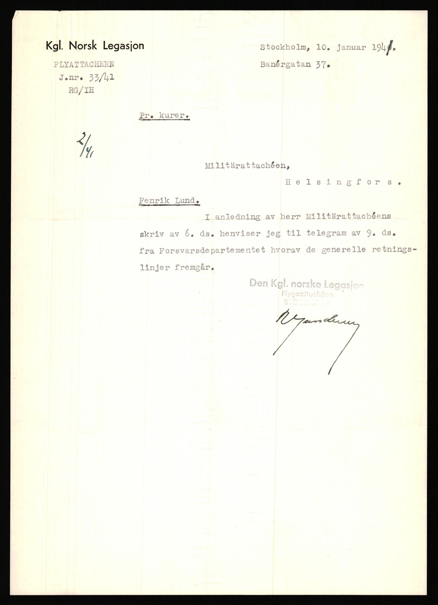 Forsvaret, Forsvarets krigshistoriske avdeling, AV/RA-RAFA-2017/Y/Ya/L0006: II-C-11-11,2 - Utenriksdepartementet.  Legasjonen i Helsingfors., 1940-1946, p. 259