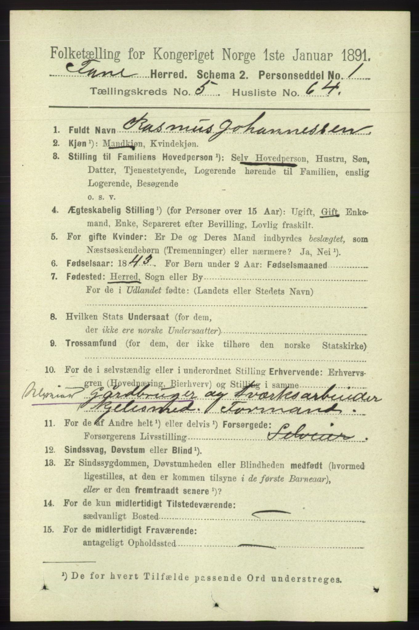 RA, 1891 census for 1249 Fana, 1891, p. 2496