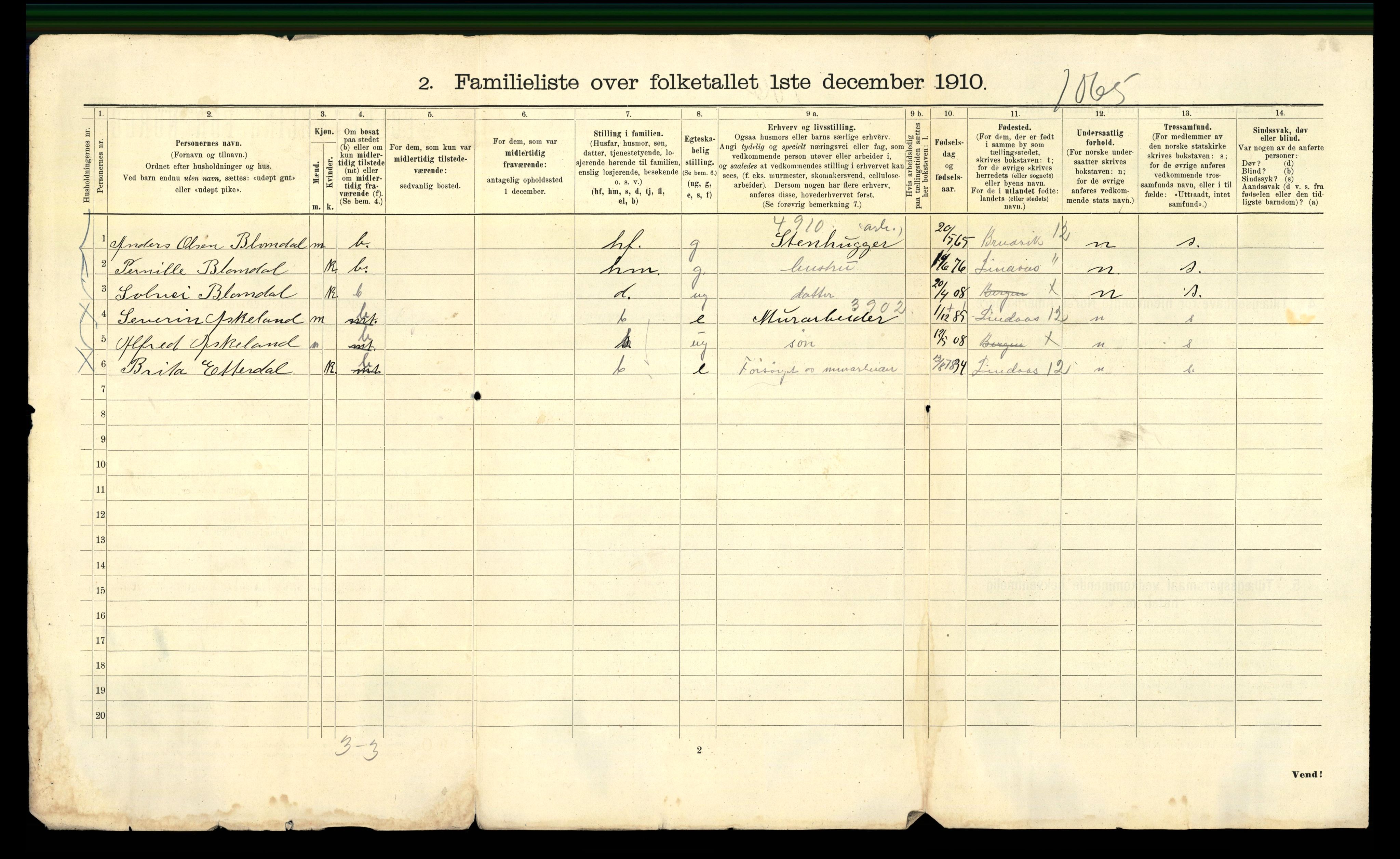 RA, 1910 census for Bergen, 1910, p. 30510