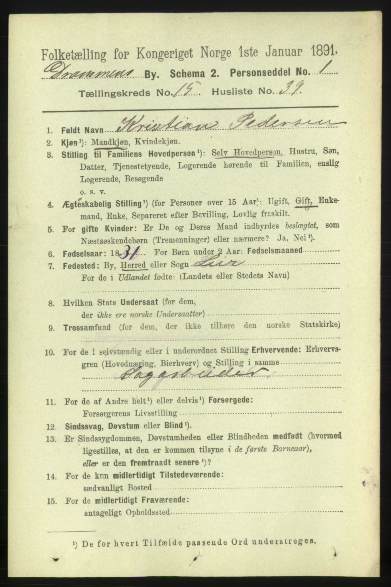 RA, 1891 census for 0602 Drammen, 1891, p. 10939