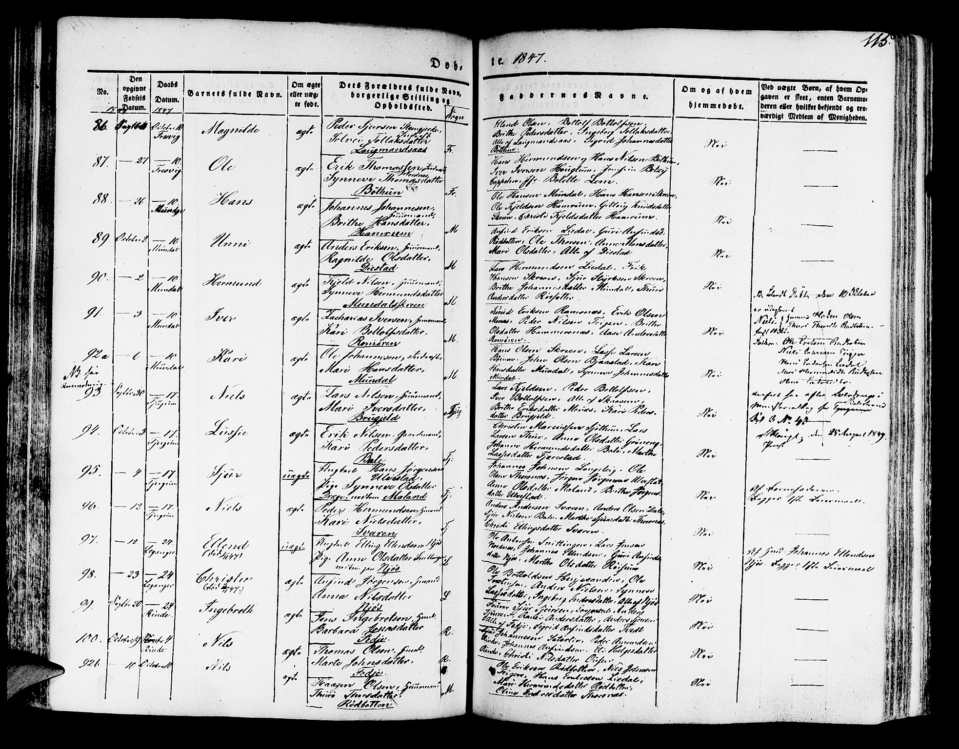 Leikanger sokneprestembete, AV/SAB-A-81001/H/Haa/Haaa/L0007: Parish register (official) no. A 7, 1838-1851, p. 115