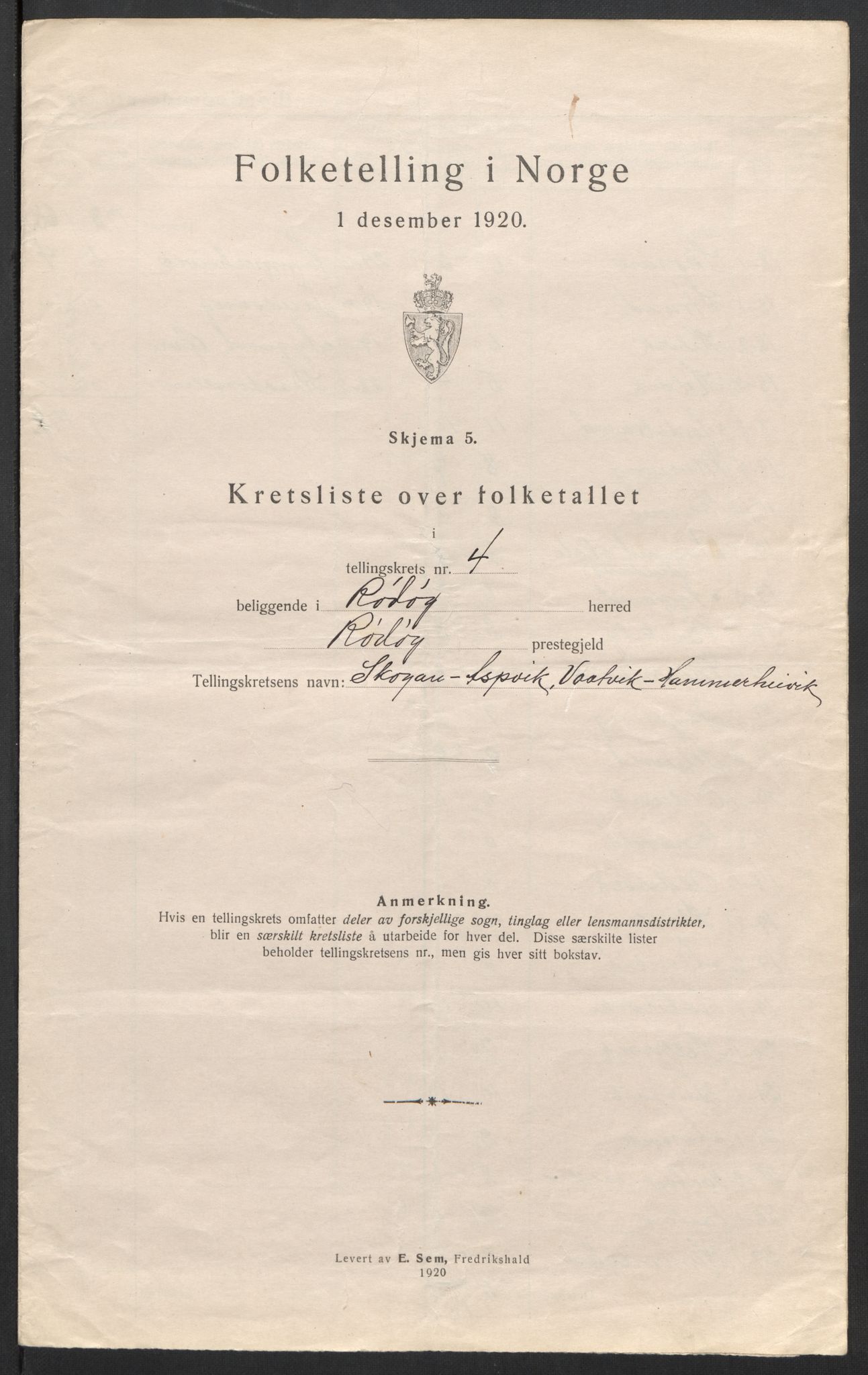 SAT, 1920 census for Rødøy, 1920, p. 15