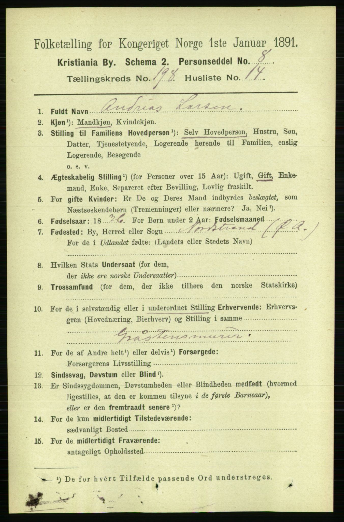 RA, 1891 census for 0301 Kristiania, 1891, p. 119499