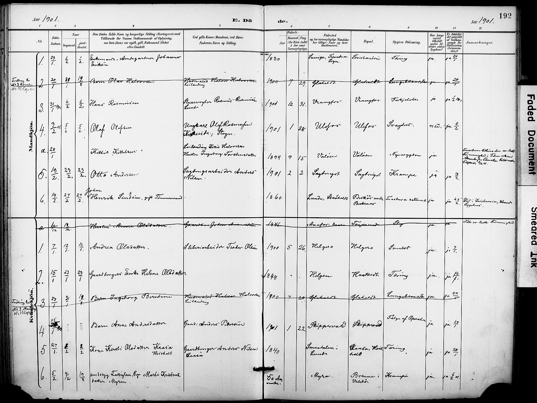 Holla kirkebøker, AV/SAKO-A-272/F/Fa/L0010: Parish register (official) no. 10, 1897-1907, p. 192