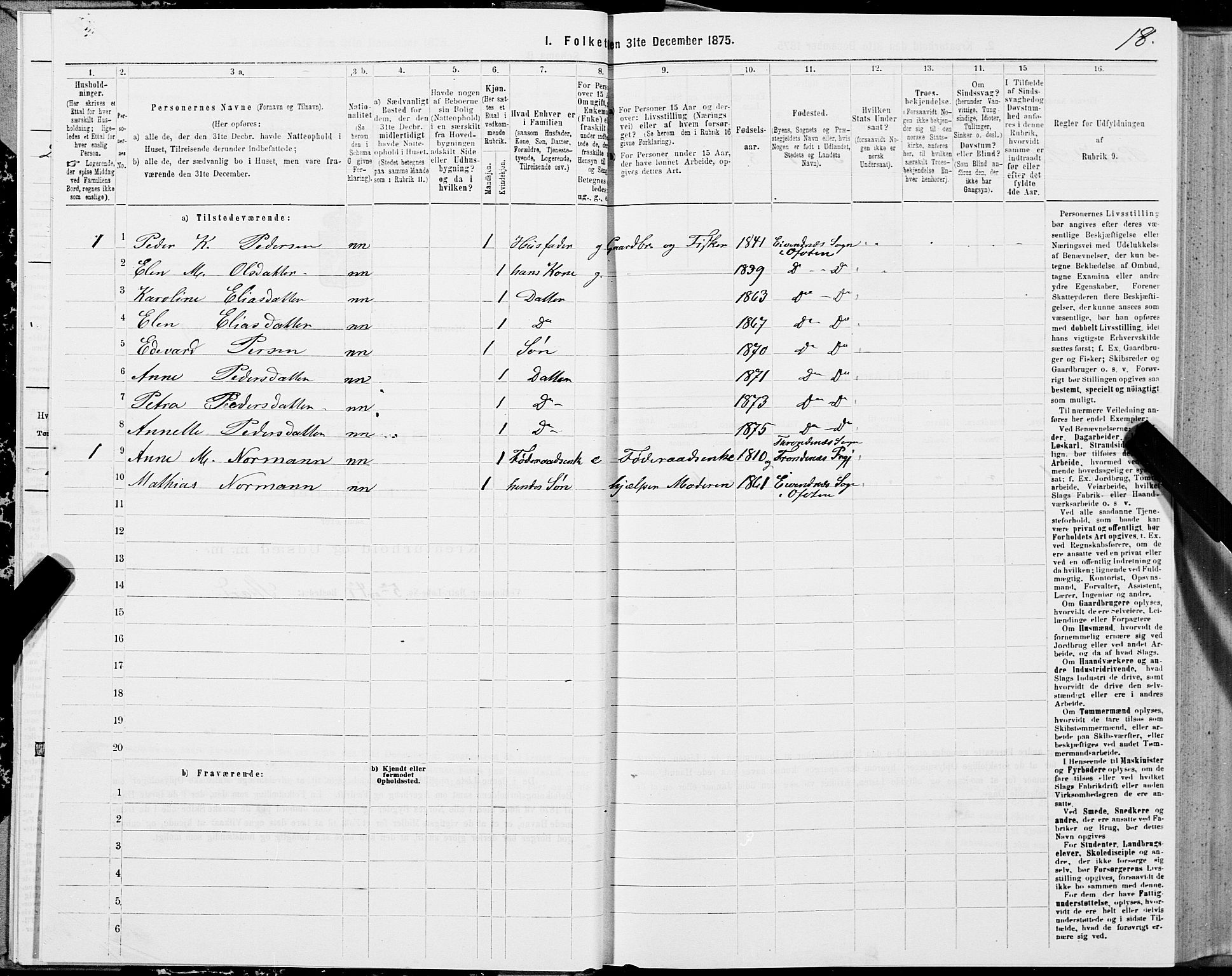 SAT, 1875 census for 1853P Ofoten, 1875, p. 1018