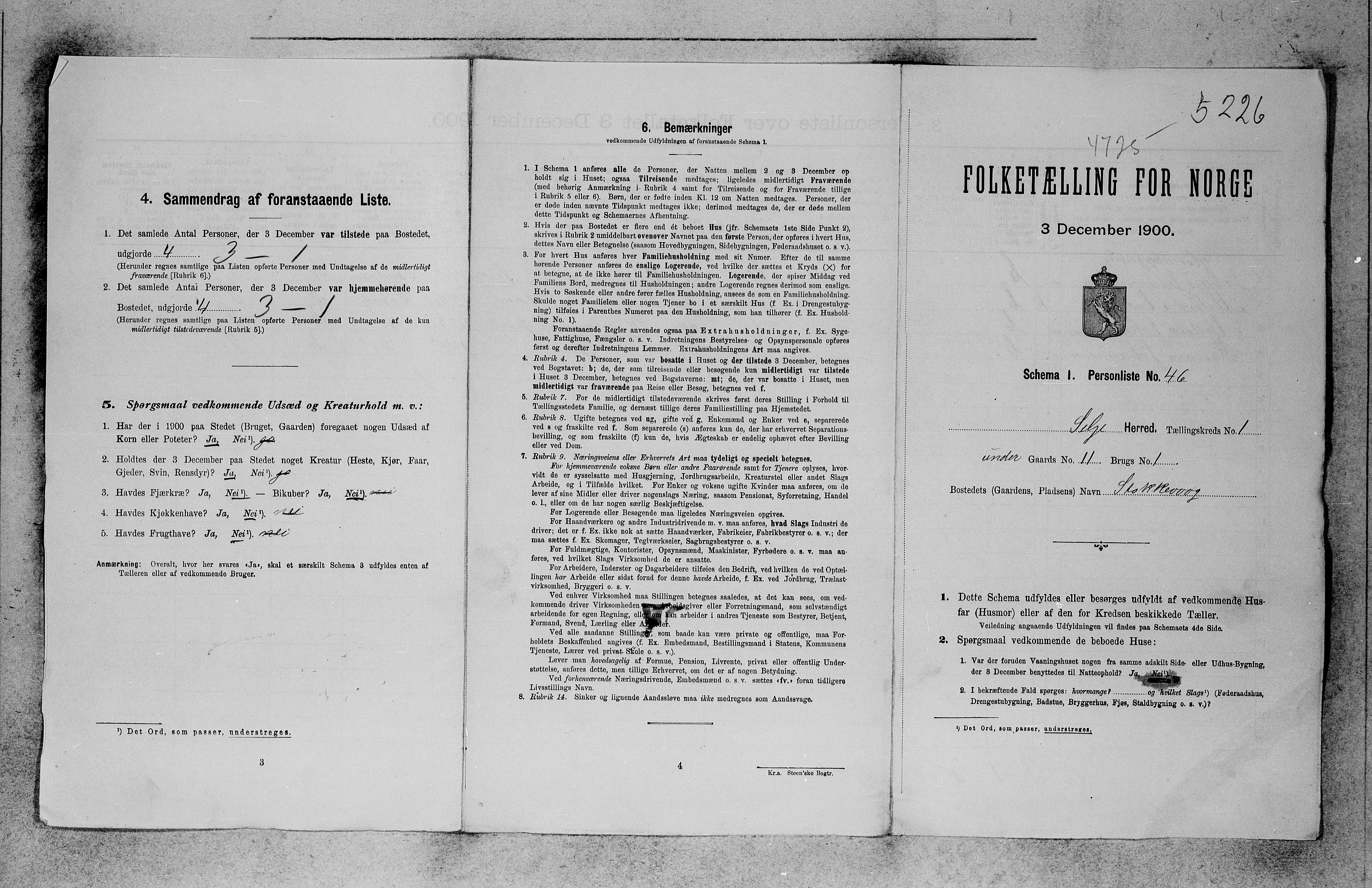 SAB, 1900 census for Selje, 1900, p. 42