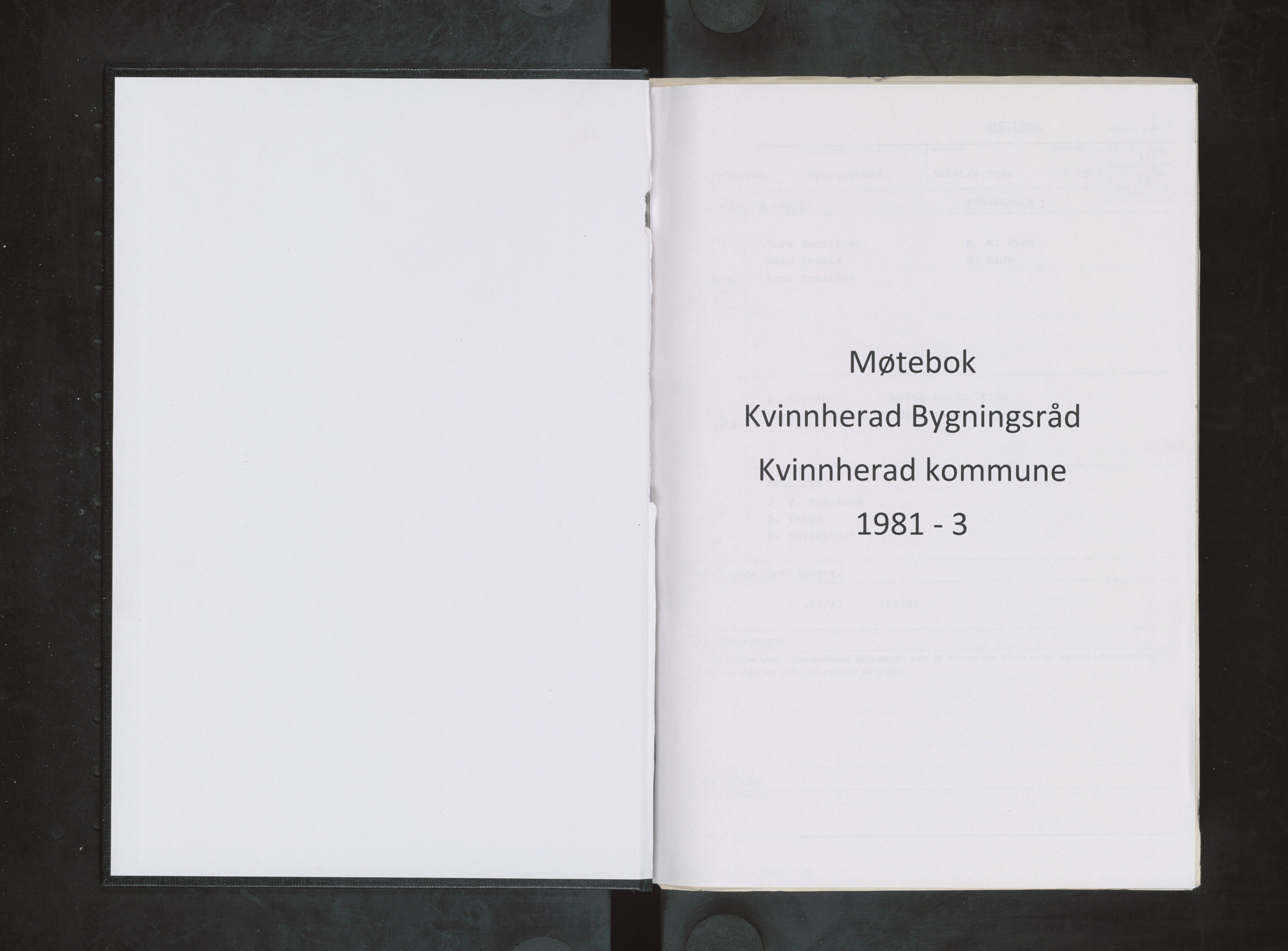 Kvinnherad kommune. Bygningsrådet , IKAH/1224-511/A/Aa/L0029: Møtebøker for bygningsrådet , 1981