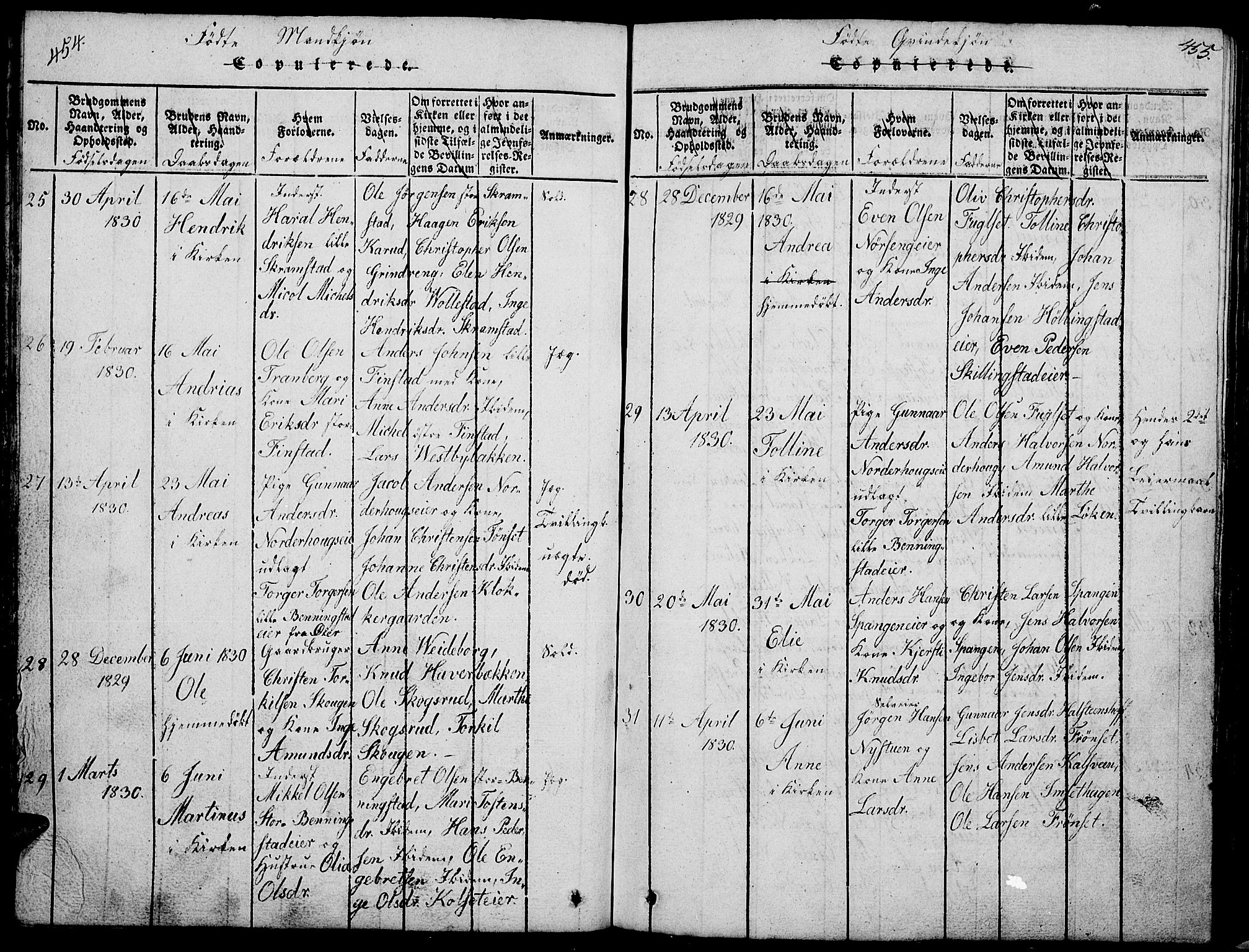 Løten prestekontor, AV/SAH-PREST-022/L/La/L0001: Parish register (copy) no. 1, 1812-1832, p. 454-455