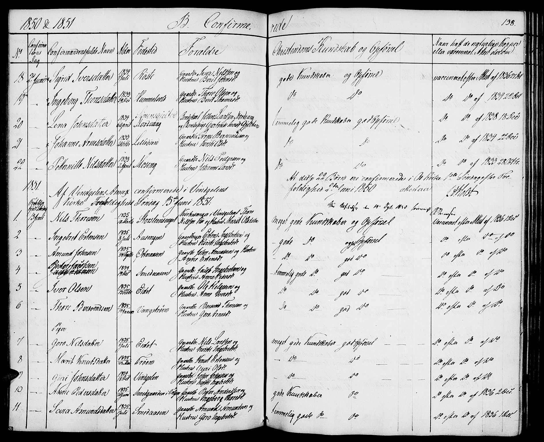 Tolga prestekontor, SAH/PREST-062/K/L0005: Parish register (official) no. 5, 1836-1852, p. 138