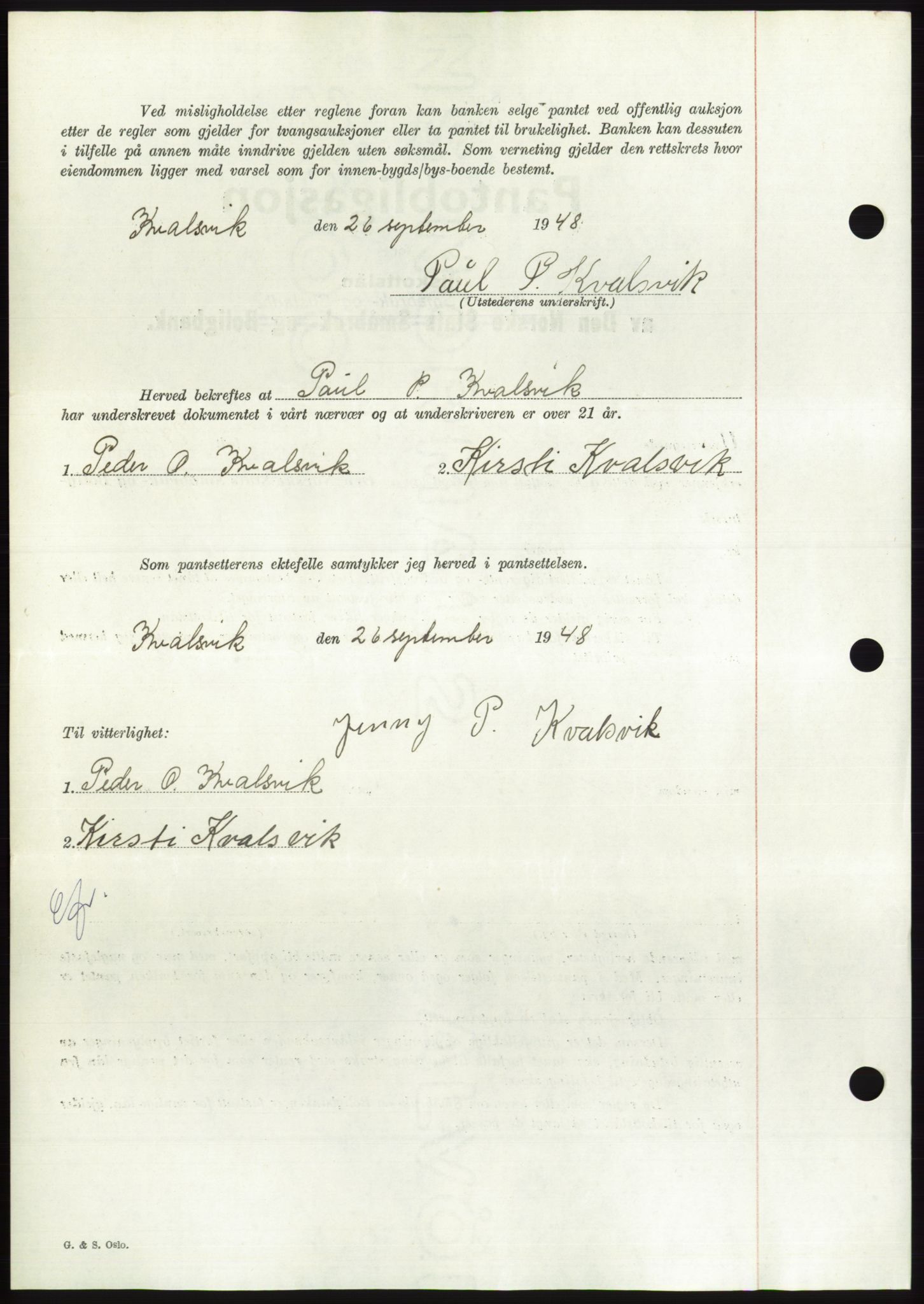 Søre Sunnmøre sorenskriveri, AV/SAT-A-4122/1/2/2C/L0116: Mortgage book no. 4B, 1948-1949, Diary no: : 1341/1948