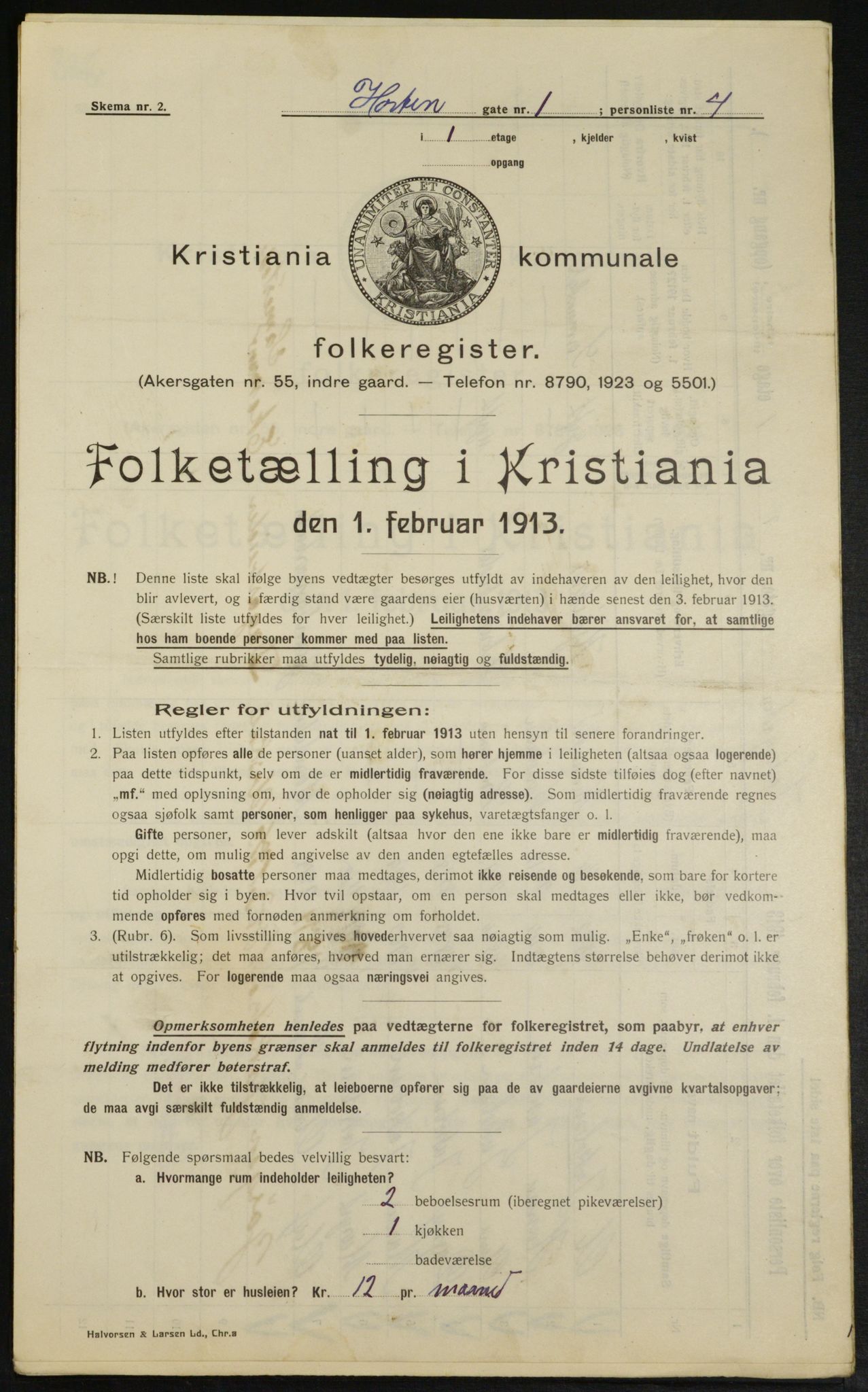 OBA, Municipal Census 1913 for Kristiania, 1913, p. 41211