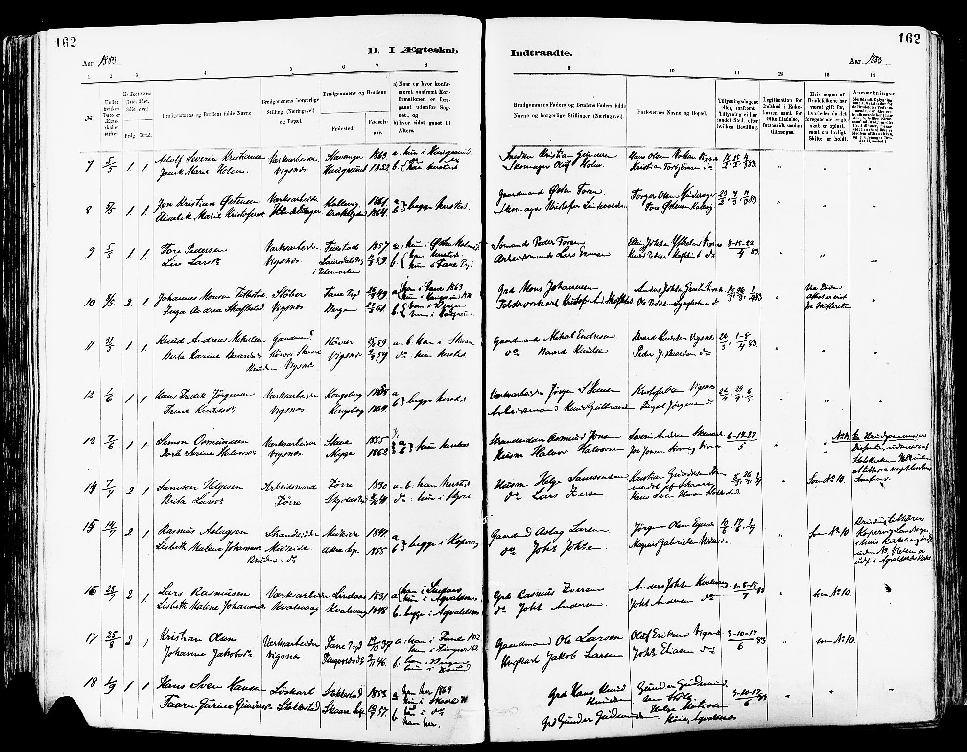 Avaldsnes sokneprestkontor, AV/SAST-A -101851/H/Ha/Haa/L0015: Parish register (official) no. A 15, 1880-1906, p. 162