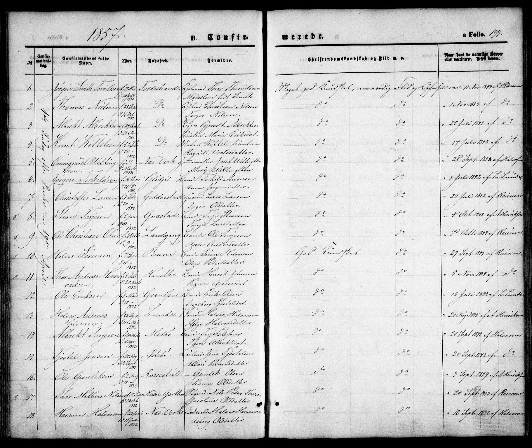 Holt sokneprestkontor, SAK/1111-0021/F/Fa/L0008: Parish register (official) no. A 8, 1849-1860, p. 199