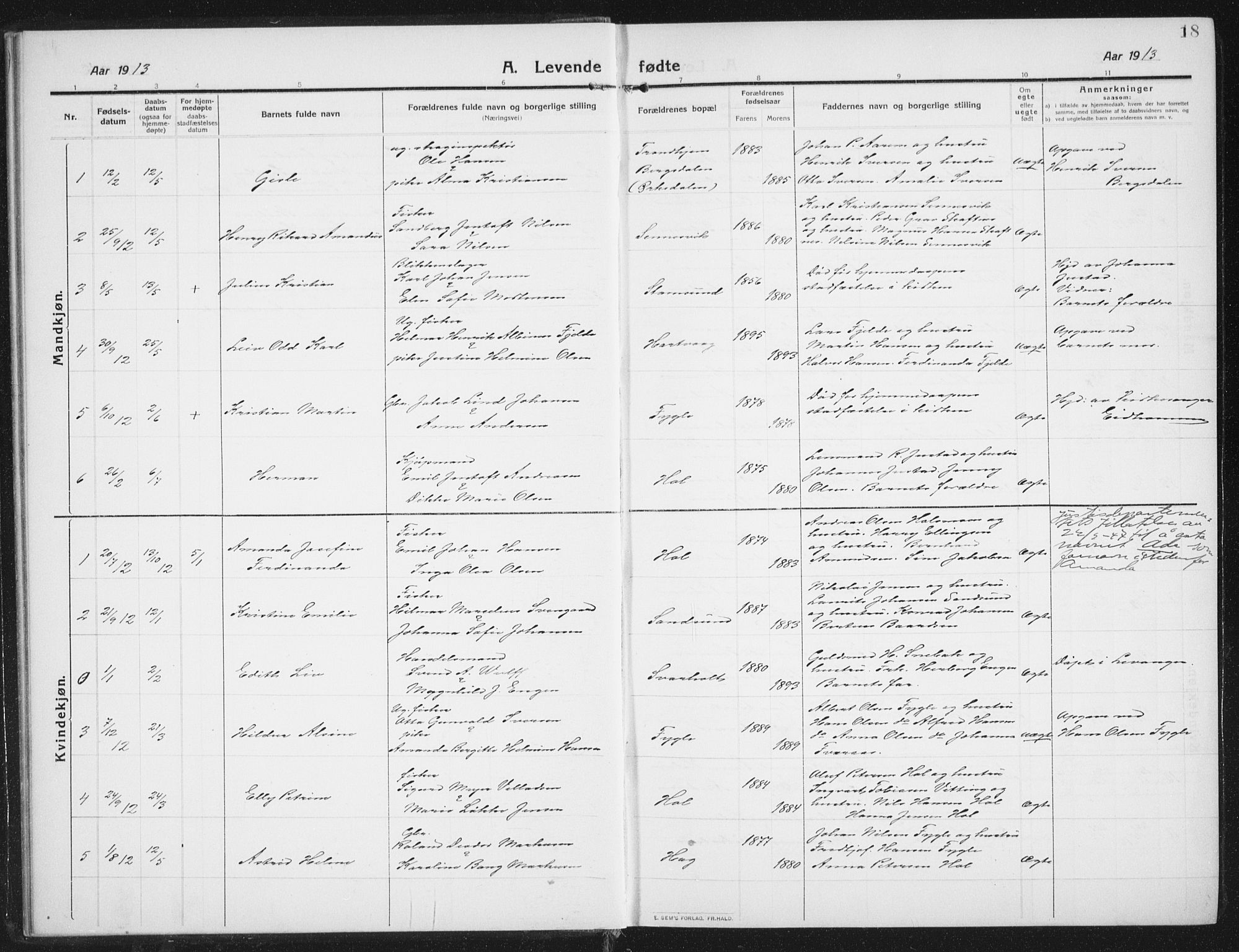 Ministerialprotokoller, klokkerbøker og fødselsregistre - Nordland, SAT/A-1459/882/L1183: Parish register (copy) no. 882C01, 1911-1938, p. 18