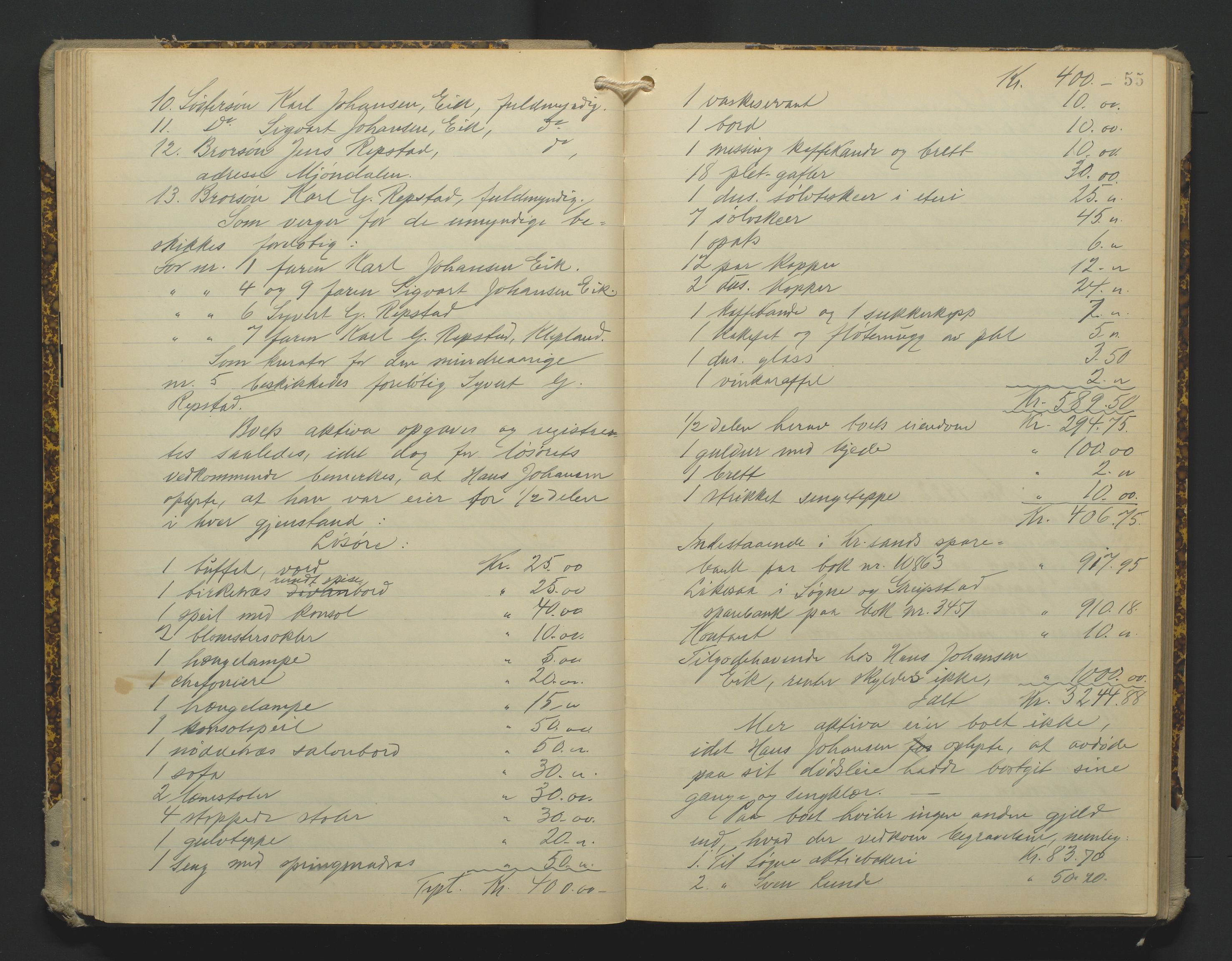 Torridal sorenskriveri, AV/SAK-1221-0012/H/Hc/L0013: Skifteregistreringsprotokoll Søgne og Greipstad lensmannsdistrikt nr. 3, 1918-1928, p. 55