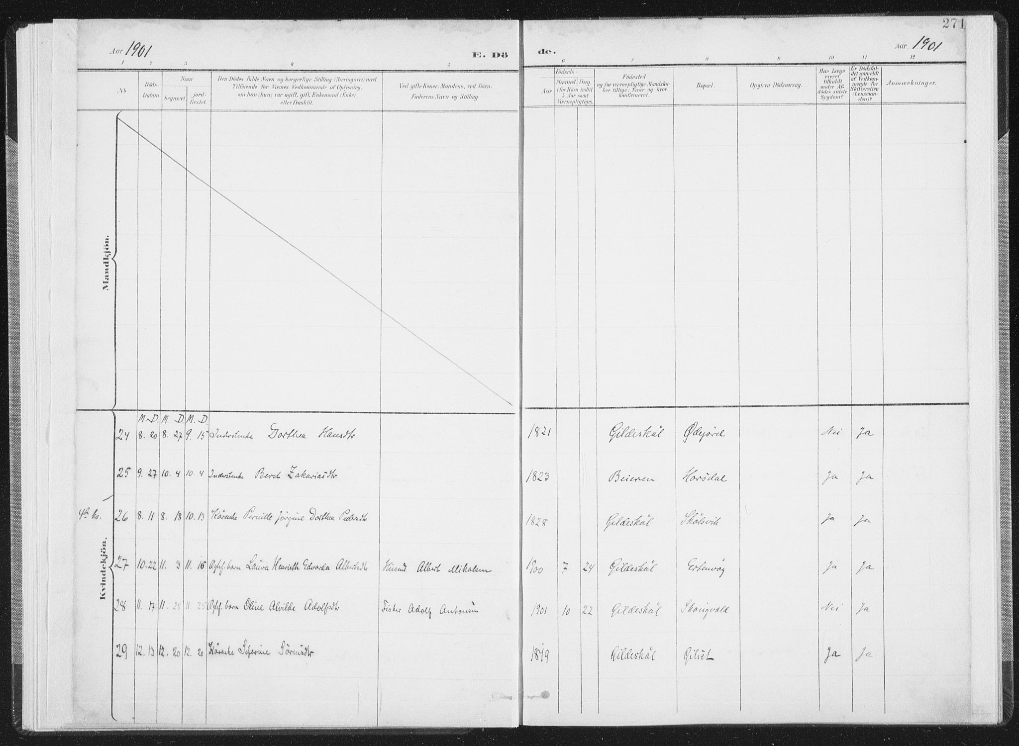 Ministerialprotokoller, klokkerbøker og fødselsregistre - Nordland, AV/SAT-A-1459/805/L0103: Parish register (official) no. 805A08II, 1900-1909, p. 271